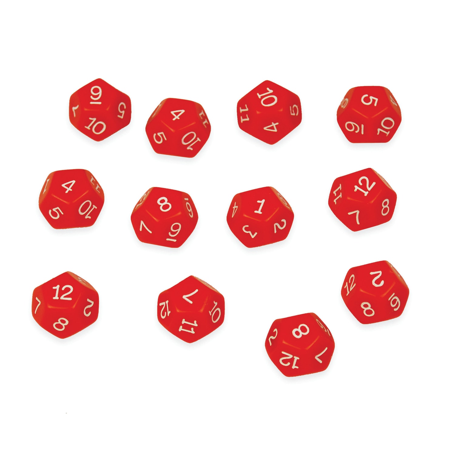 Learning Advantage 12-Sided Polyhedra Dice, Red, 12 Dice Per Pack, Set Of 3 Packs - Image 3