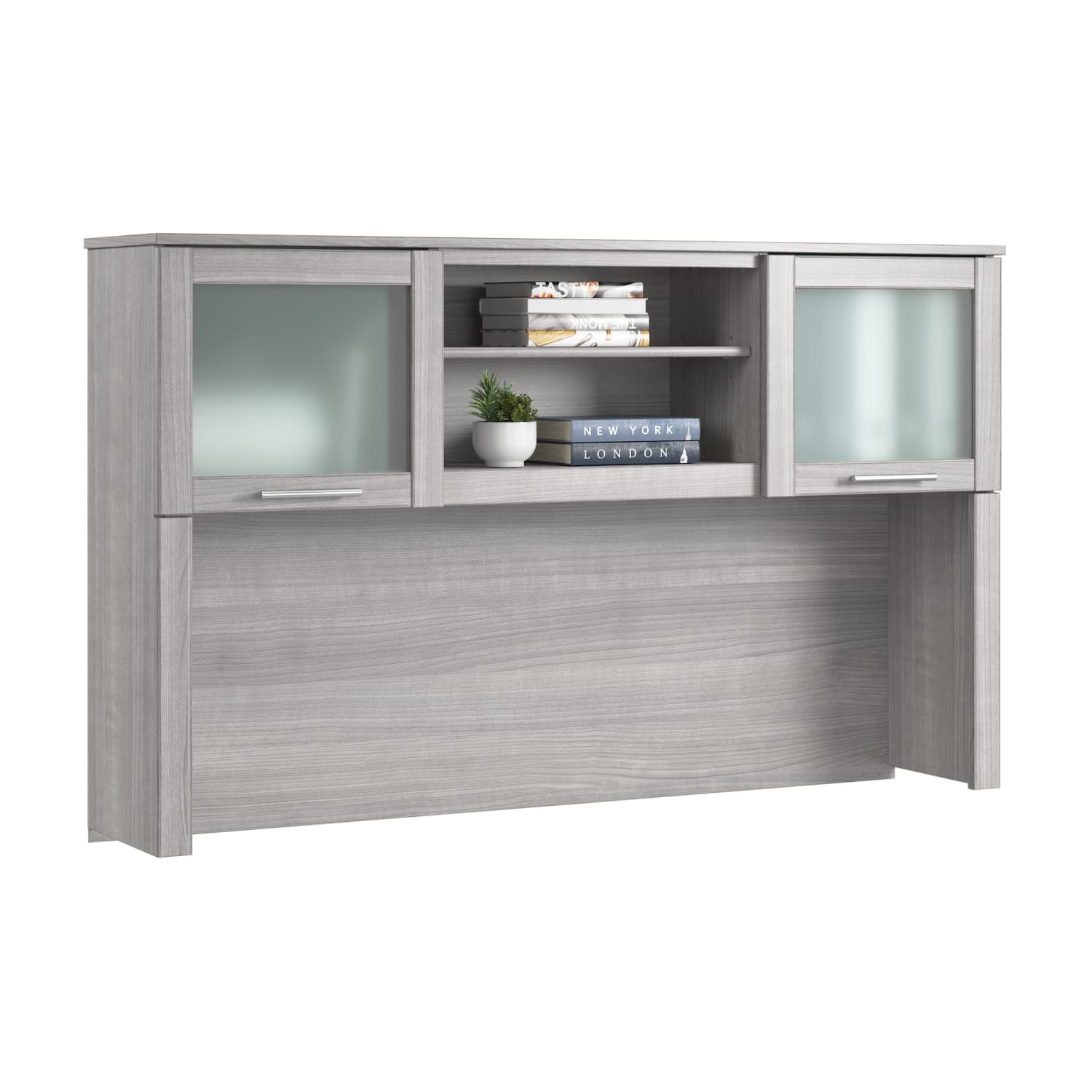 Bush Furniture Hutch For L-Shaped Desk, 60inW, Platinum Gray, Standard Delivery - Image 3