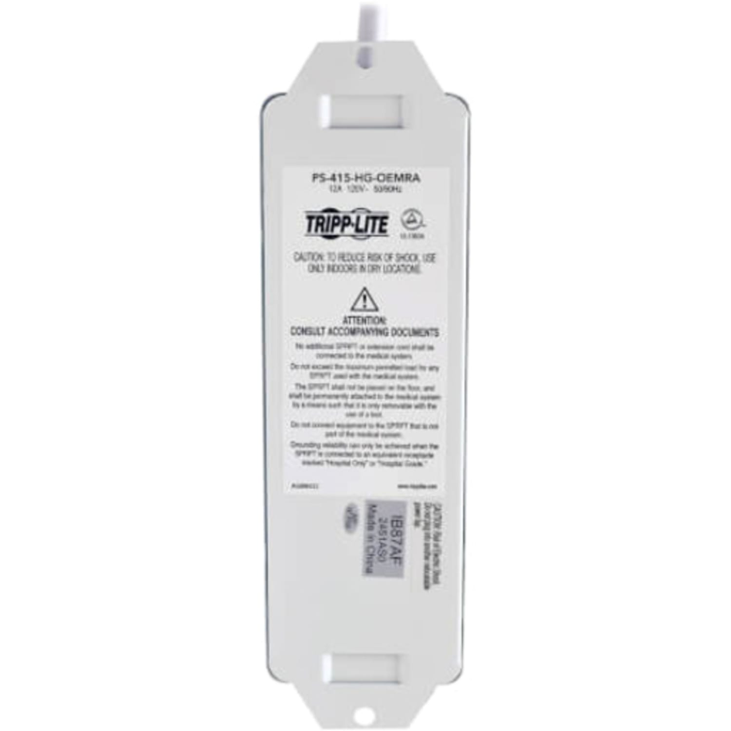 Tripp Lite Safe-IT Power Strip Medical Antimicrobial 120V 4 Outlet UL1363A 15ft Right Angle Cord - PS415HGOEMRA - Image 5
