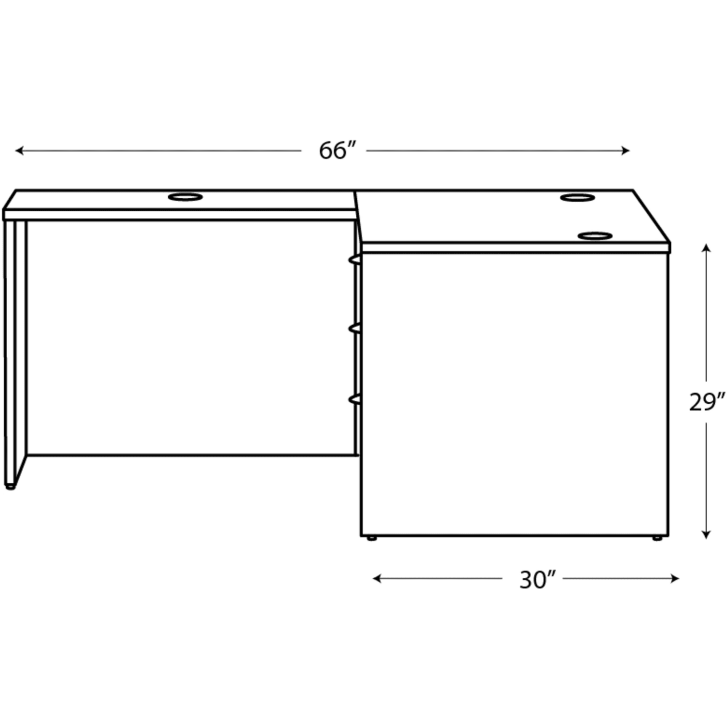HON Mod 60inW L-Station Computer Desk With Single Pedestal, Walnut - Image 5