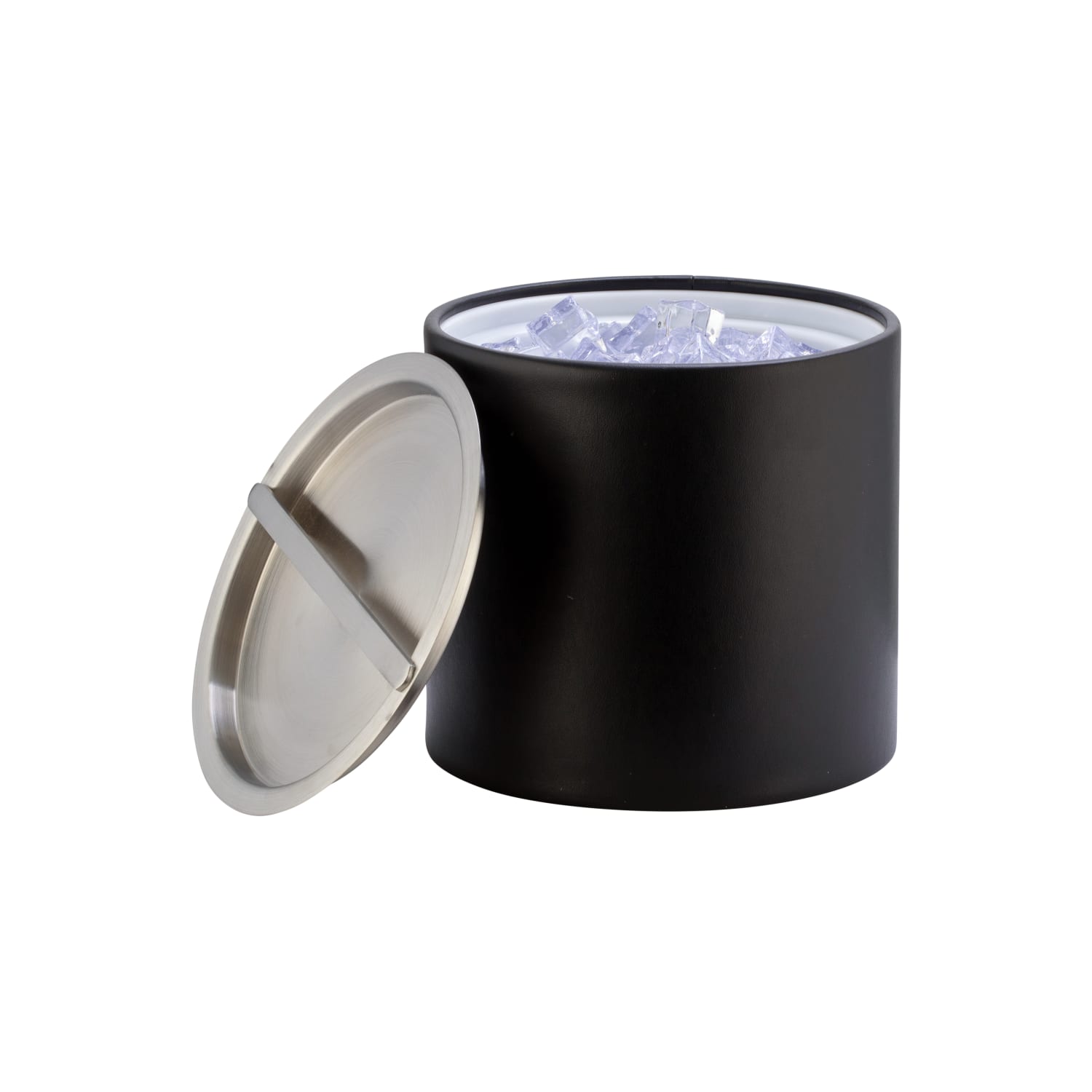 Erwyn Products, Metro 3qt Ice Bucket, Brushed Stainless Steel Bridge Cover, Black, Set of 6 - Image 3