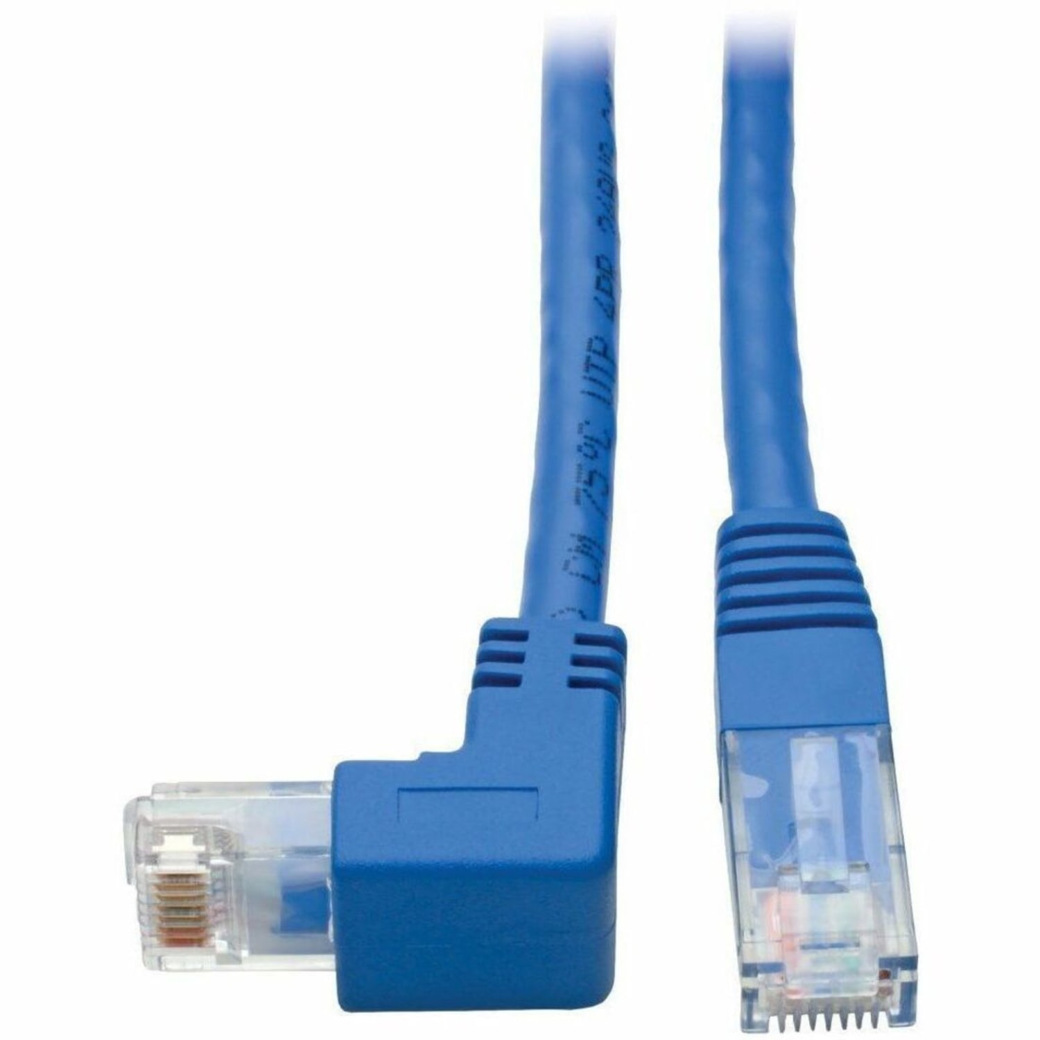 Tripp Lite Down-Angle Cat6 UTP Patch Cable (RJ45) - 1 ft., M/M, Gigabit, Molded, Blue