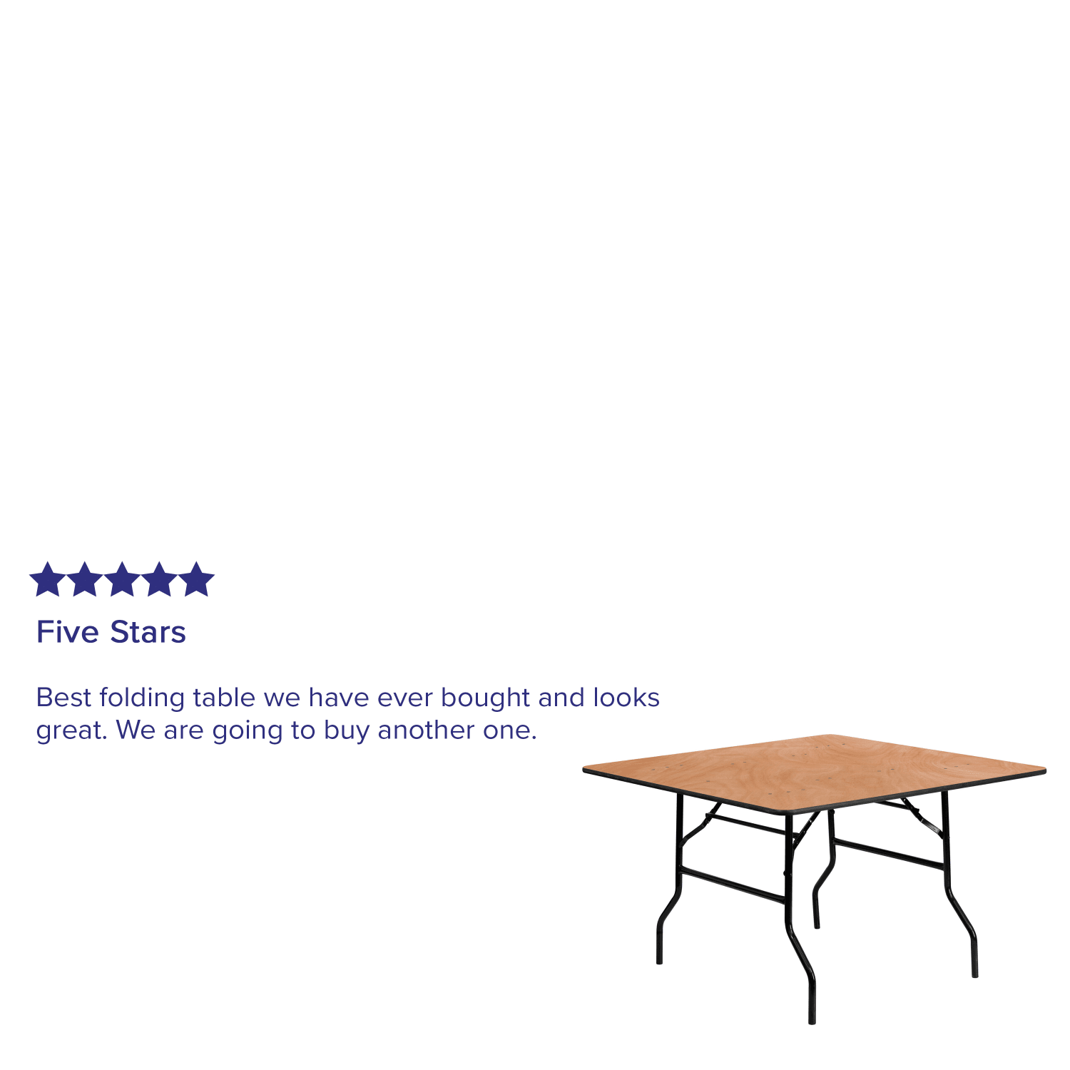 Flash Furniture Square Folding Banquet Table, 30-1/8inH x 48inW x 48inD, Natural/Black - Image 5