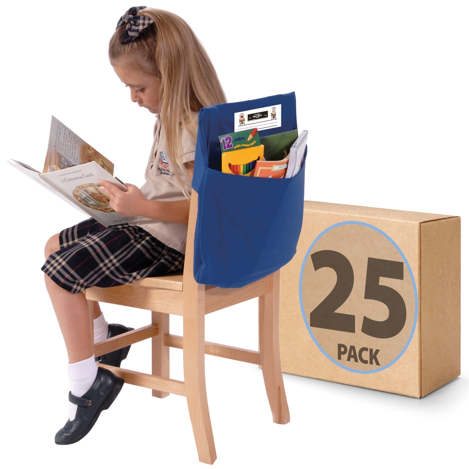 Victor Seat Sack Chair Cover Classroom Pack 19in x 12in Blue Pack Of 25 Covers PopularChairscom