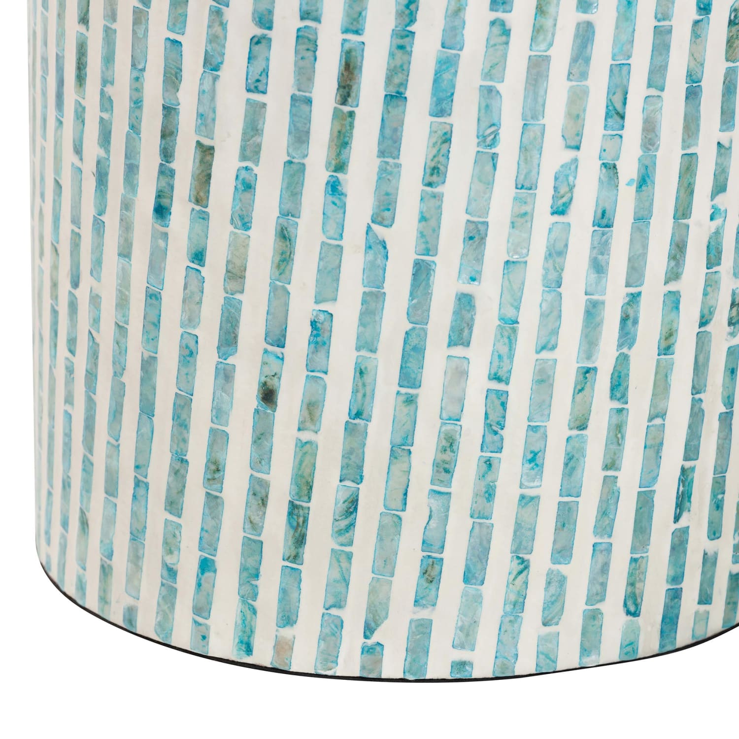Baxton Studio Draven Modern Bohemian Mother Of Pearl Round End Table, 18-1/2inH x 13inW x 13inD, White/Blue - Image 3