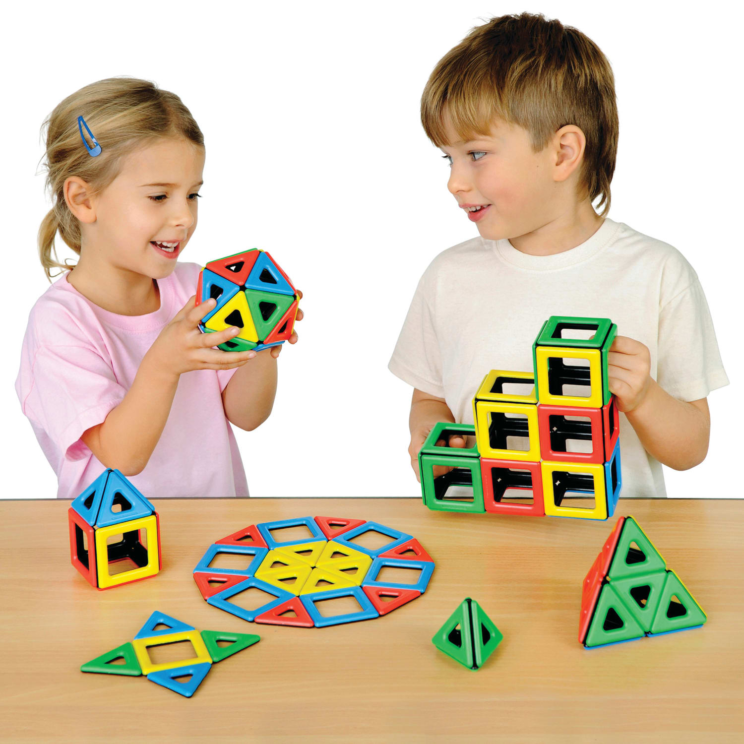 Polydron 96-Piece Magnetic Polydron Class Set, Red/Blue/Green/Yellow, Pre-K To Grade 1 - Image 3