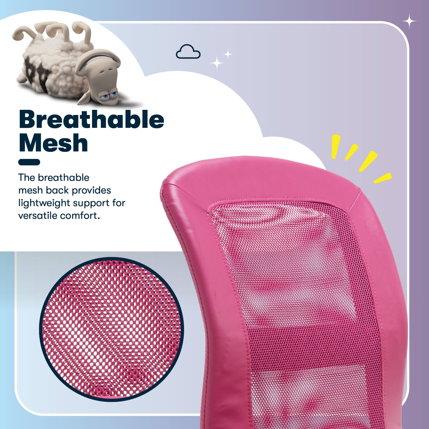 Serta Essentials Mid-Back Computer Chair, Teamwork Pink/Chrome - Image 6