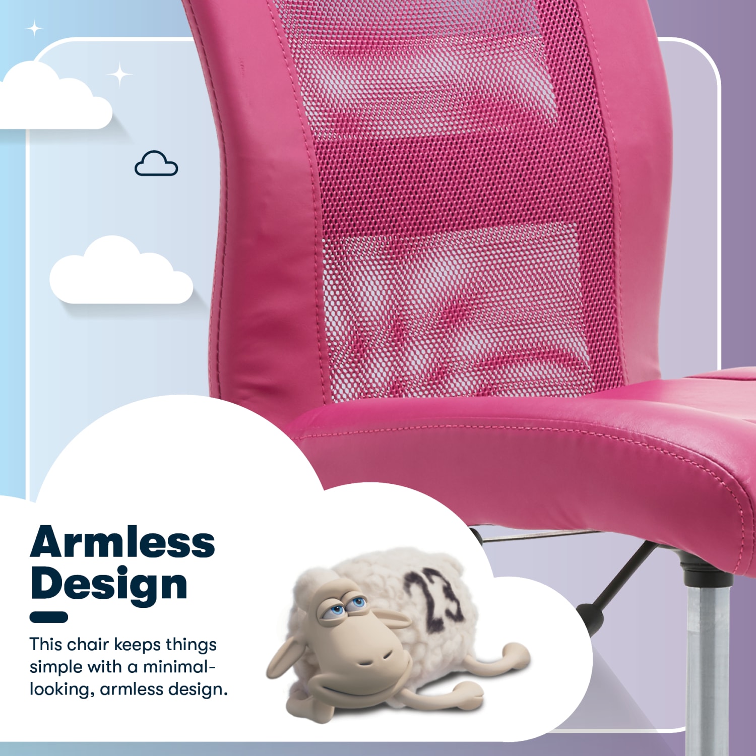 Serta Essentials Mid-Back Computer Chair, Teamwork Pink/Chrome - Image 7
