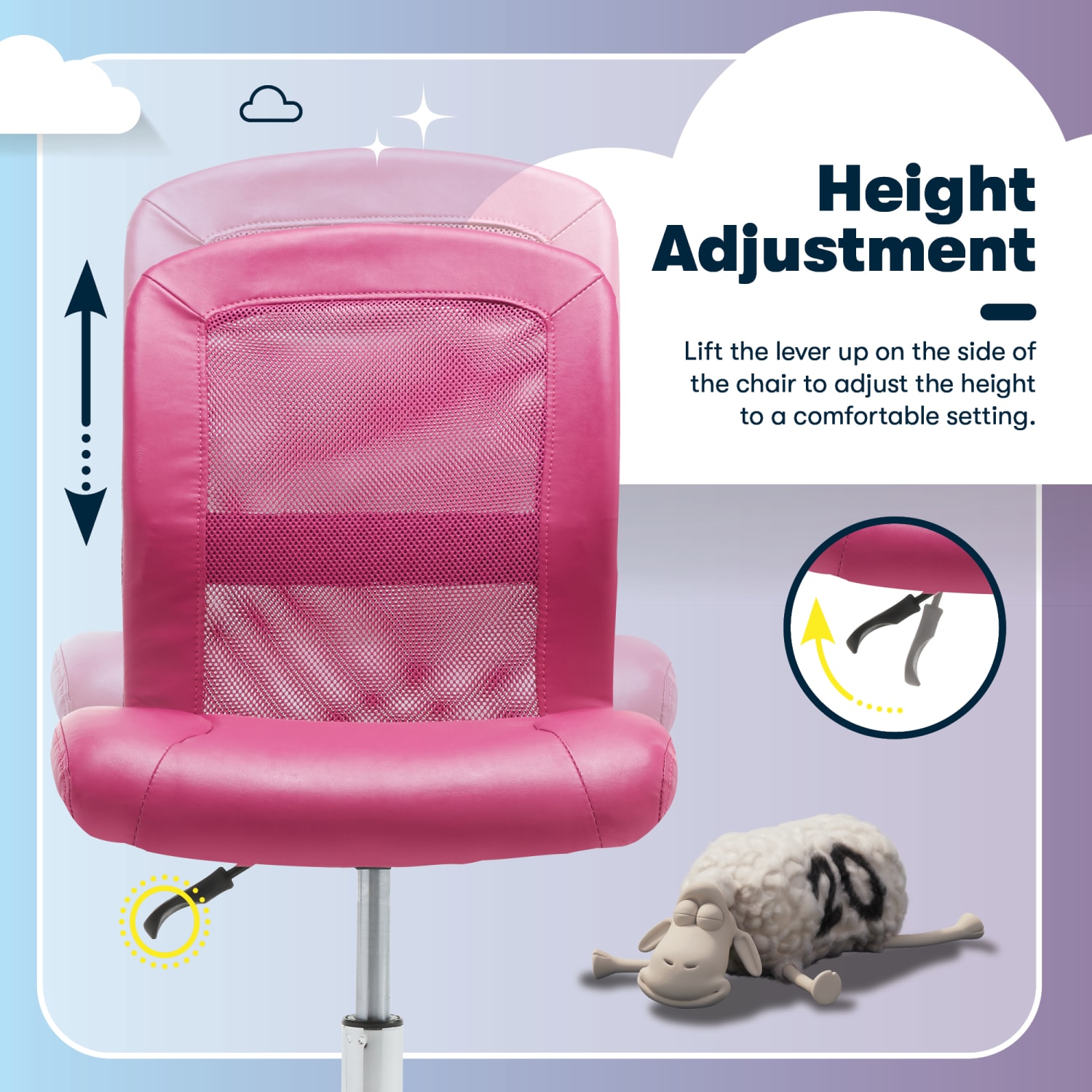 Serta Essentials Mid-Back Computer Chair, Teamwork Pink/Chrome - Image 8