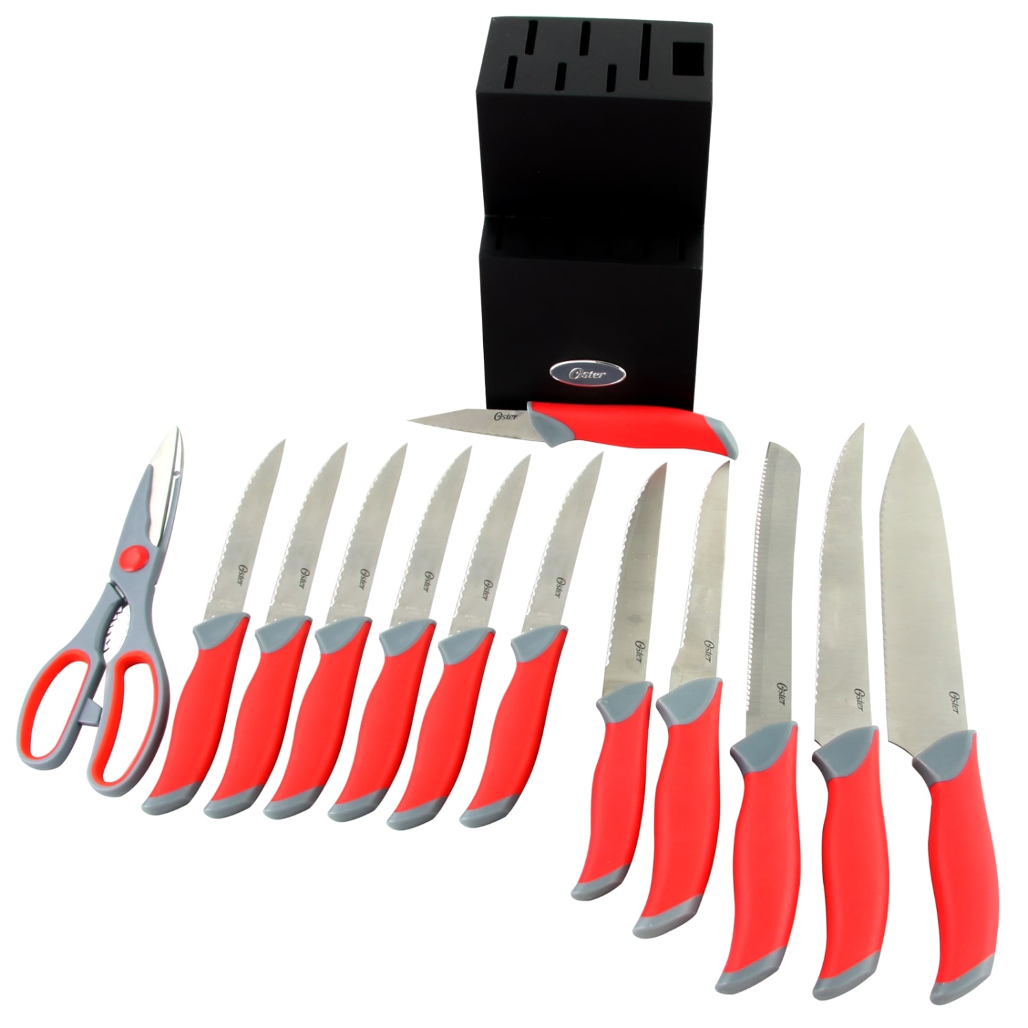 Oster Lindbergh Stainless-Steel 14-Piece Cutlery Set, Red - Image 3