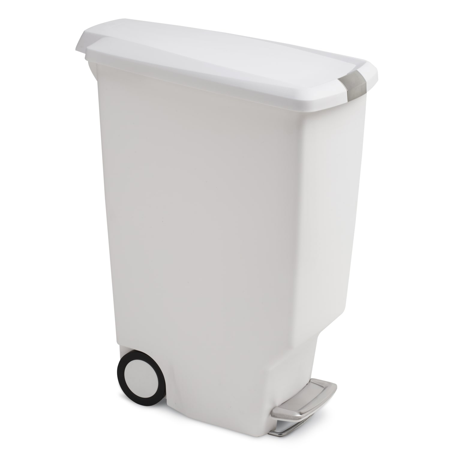 simplehuman Slim Plastic Step Trash Can, 25 1/4inH x 10 1/4inW x 19 5/16inD, 10.57 Gallons, White - Image 3