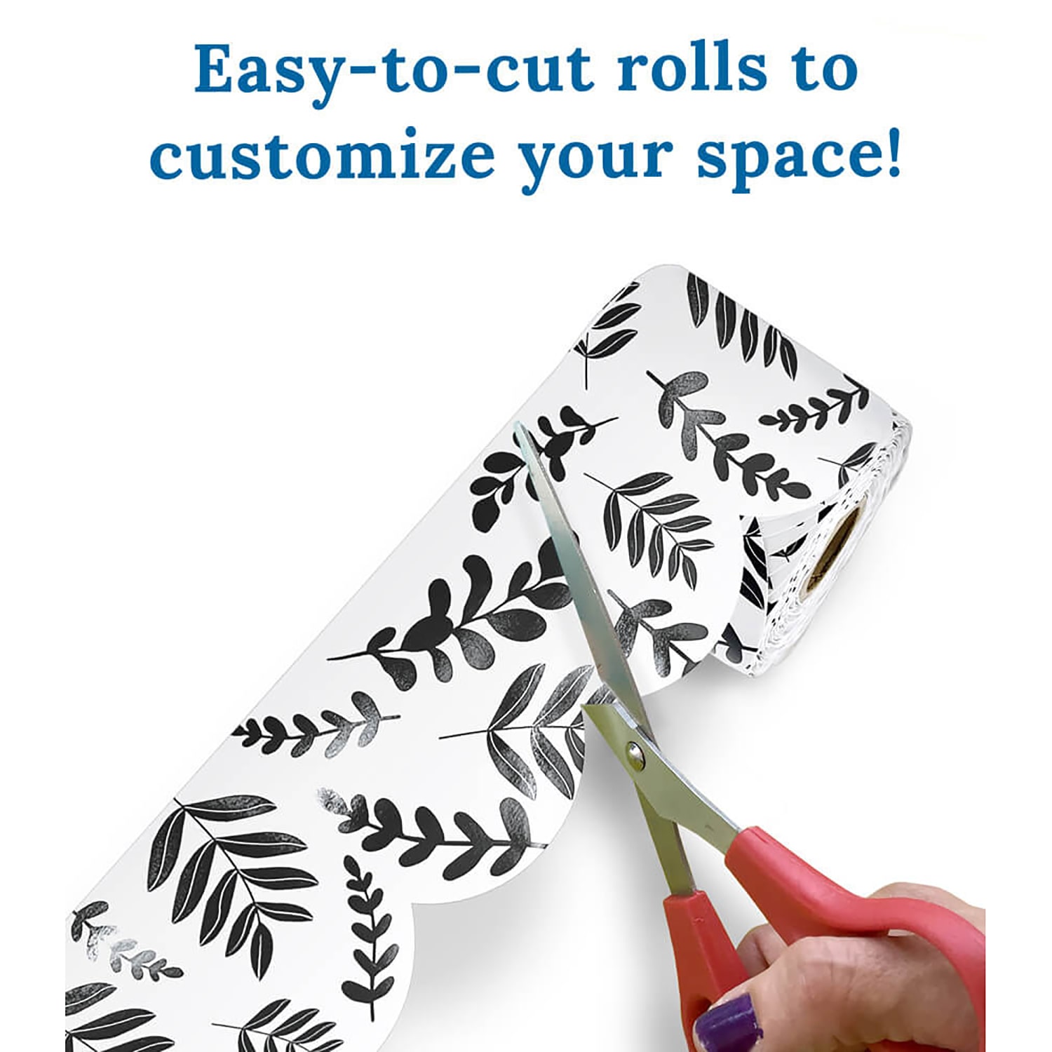 Carson Dellosa Education Rolled Scalloped Borders, White With Black Leaves, 65ft Per Roll, Pack Of 3 Rolls - Image 5