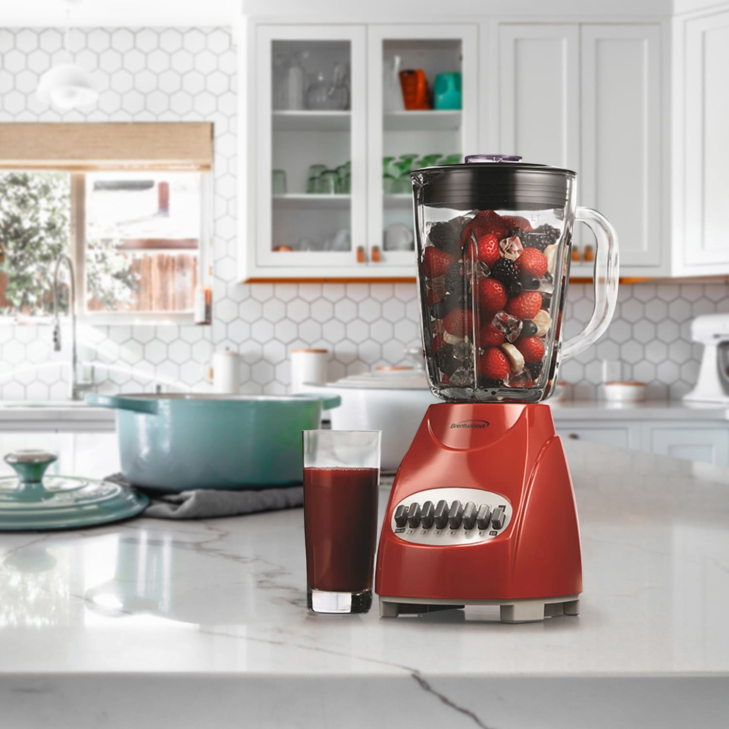 Brentwood 12-Speed Blender Glass Jar, Red - Image 5
