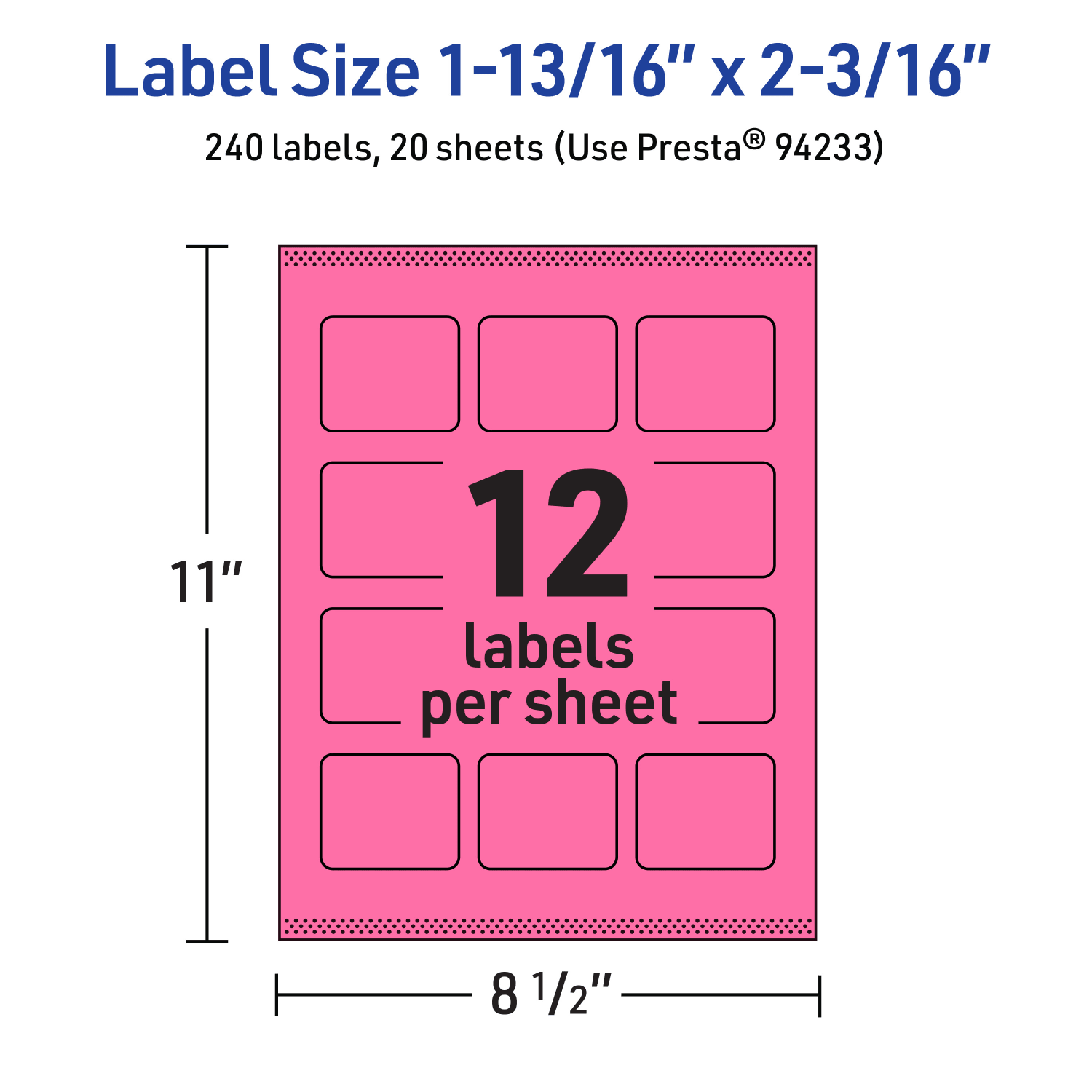 Avery Print-To-The-Edge Labels With Sure Feed Technology And Easy Peel, 94233-BPP20, Rectangle, 1-13/16in x 2-3/16in, Matte Bright Pink, Pack of 240 - Image 6