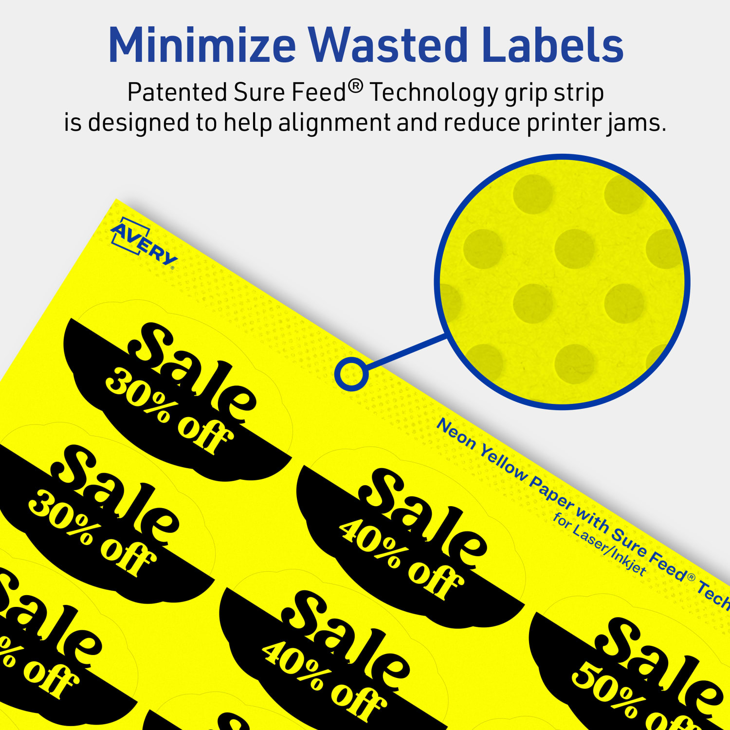 Avery Print-To-The-Edge Labels With Sure Feed Technology And Easy Peel, 94061-NYP80, Oval Scalloped, 1-1/8inx2-1/4in, Matte Neon Yellow, Pack of 1680 - Image 5