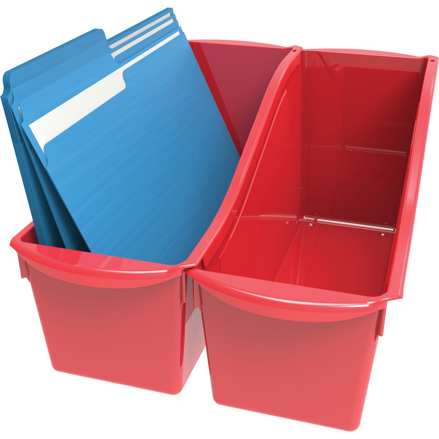 Storex Book Bin Set, Medium Size, Red, Carton Of 6 - Image 3
