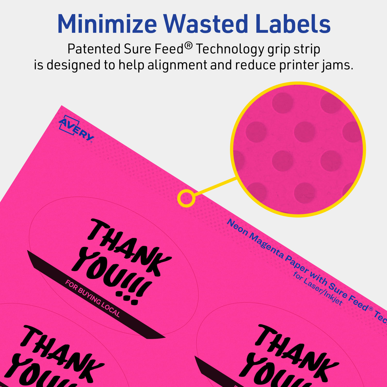 Avery Print-To-The-Edge Labels With Sure Feed Technology And Easy Peel, 94056-NMP80, Oval, 2in x 3-1/3in, Matte Neon Magenta, Pack of 640 - Image 5