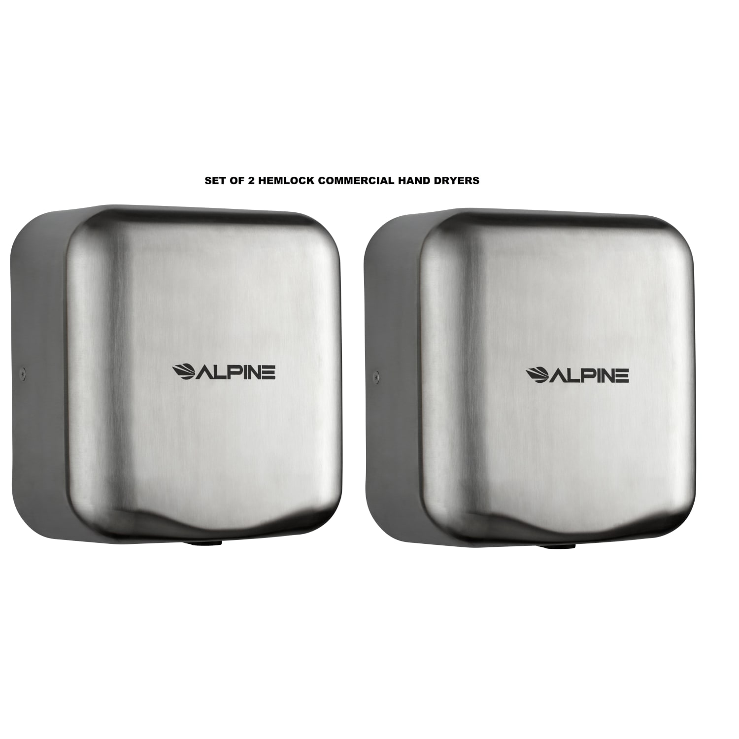 Alpine Industries Hemlock 220-Volt Commercial Automatic High-Speed Electric Hand Dryers, Brushed Silver, Pack Of 2 Dryers - Image 5