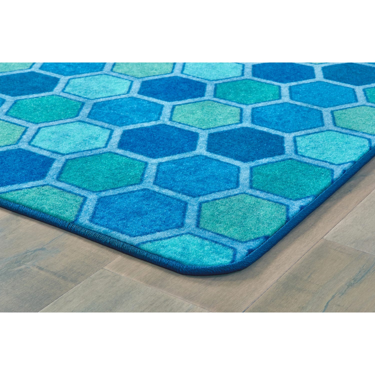 Carpets for Kids Pixel Perfect Collection Honeycomb Pattern Activity Rug, 6ft x 9ft, Blue - Image 3
