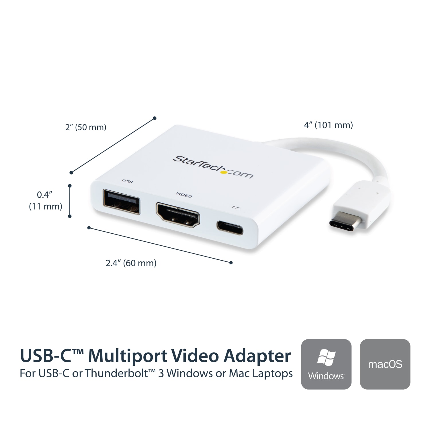 StarTech.com USB C Multiport Adapter With HDMI, White - Image 3