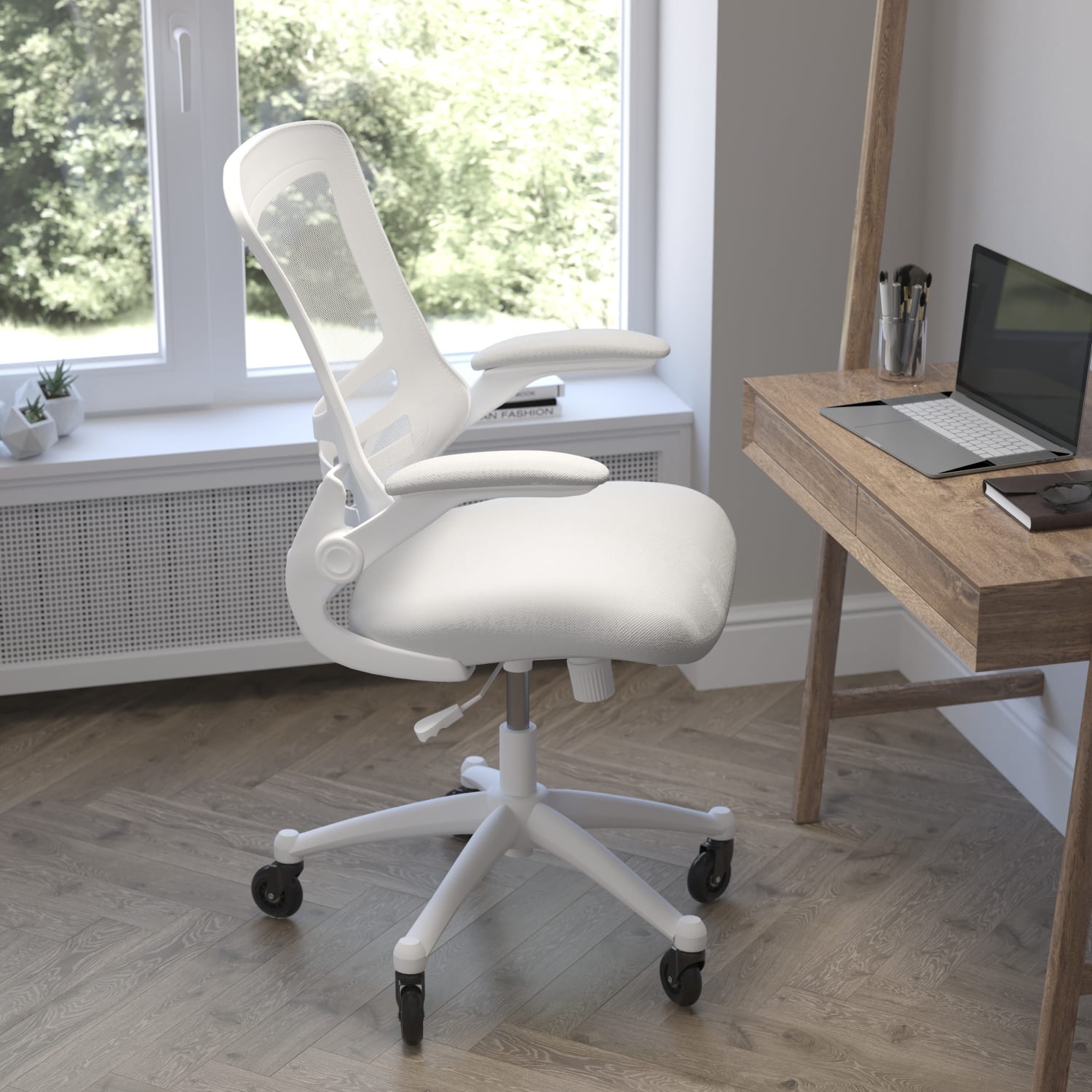 Flash Furniture Kelista Ergonomic Mesh Mid Back Swivel Task Chair Light GrayWhite PopularChairscom