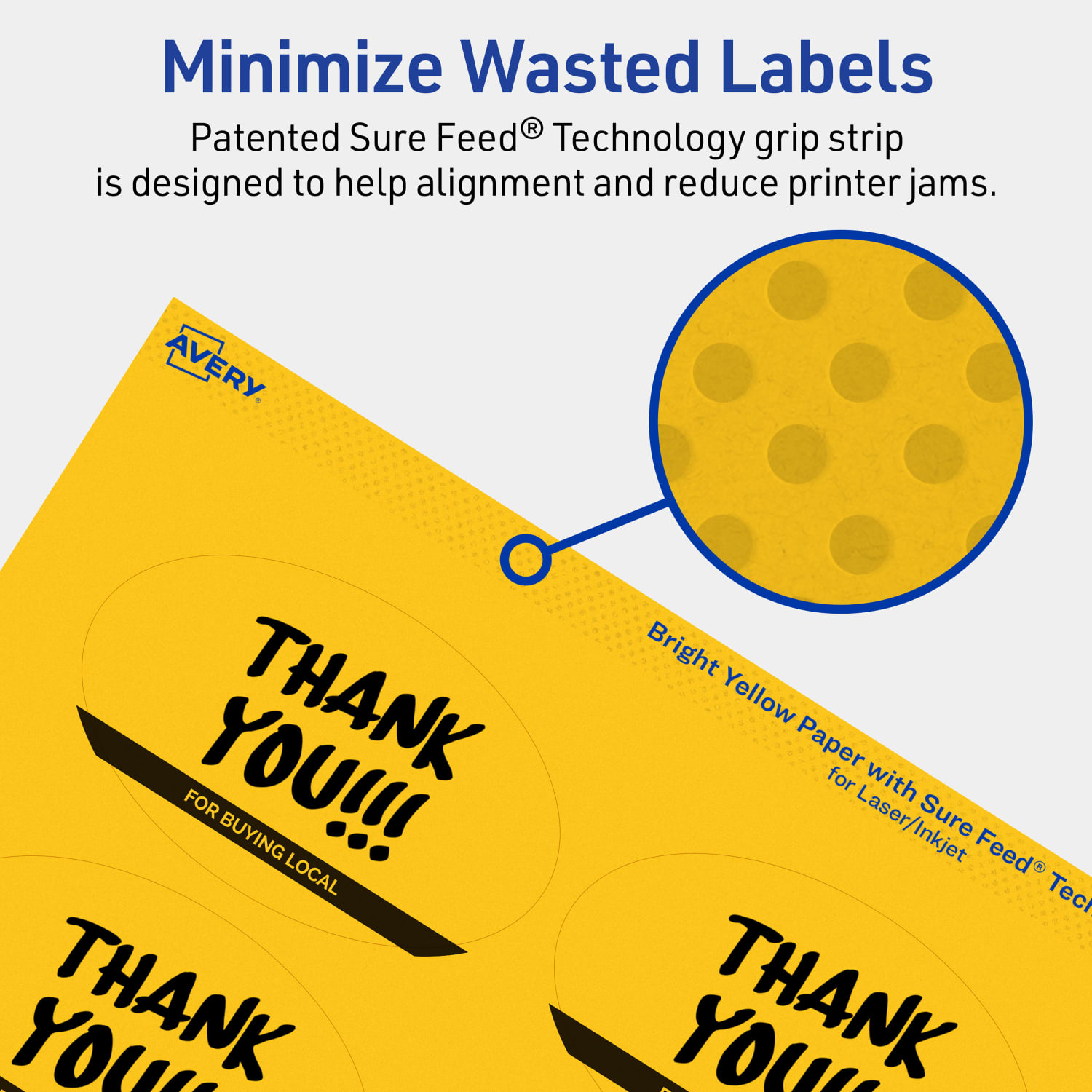 Avery Print-To-The-Edge Labels With Sure Feed Technology And Easy Peel, 94056-BYP20, Oval, 2in x 3-1/3in, Matte Bright Yellow, Pack of 160 - Image 5