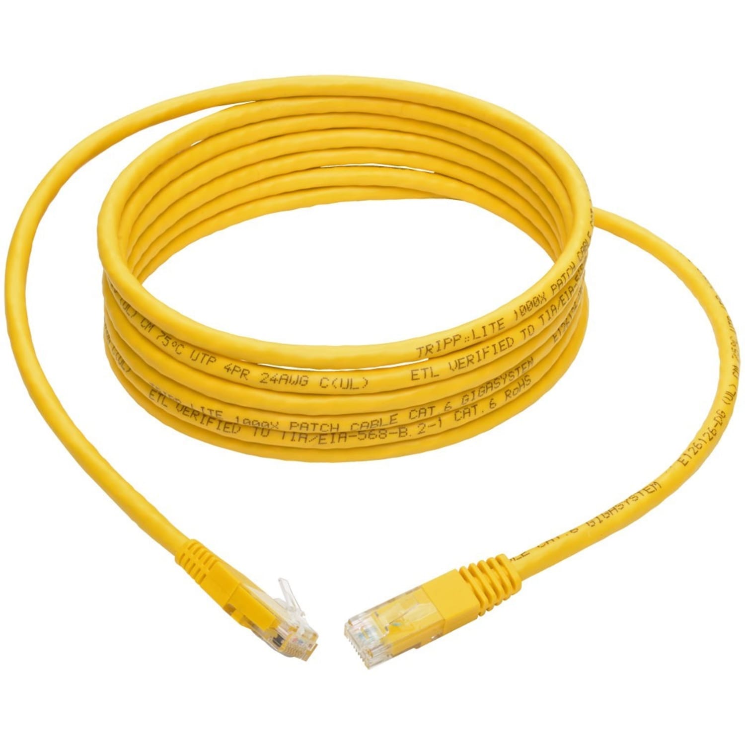 Tripp Lite 10ft Cat6 Gigabit Molded Patch Cable RJ45 MM 550MHz 24AWG Yellow - Image 3