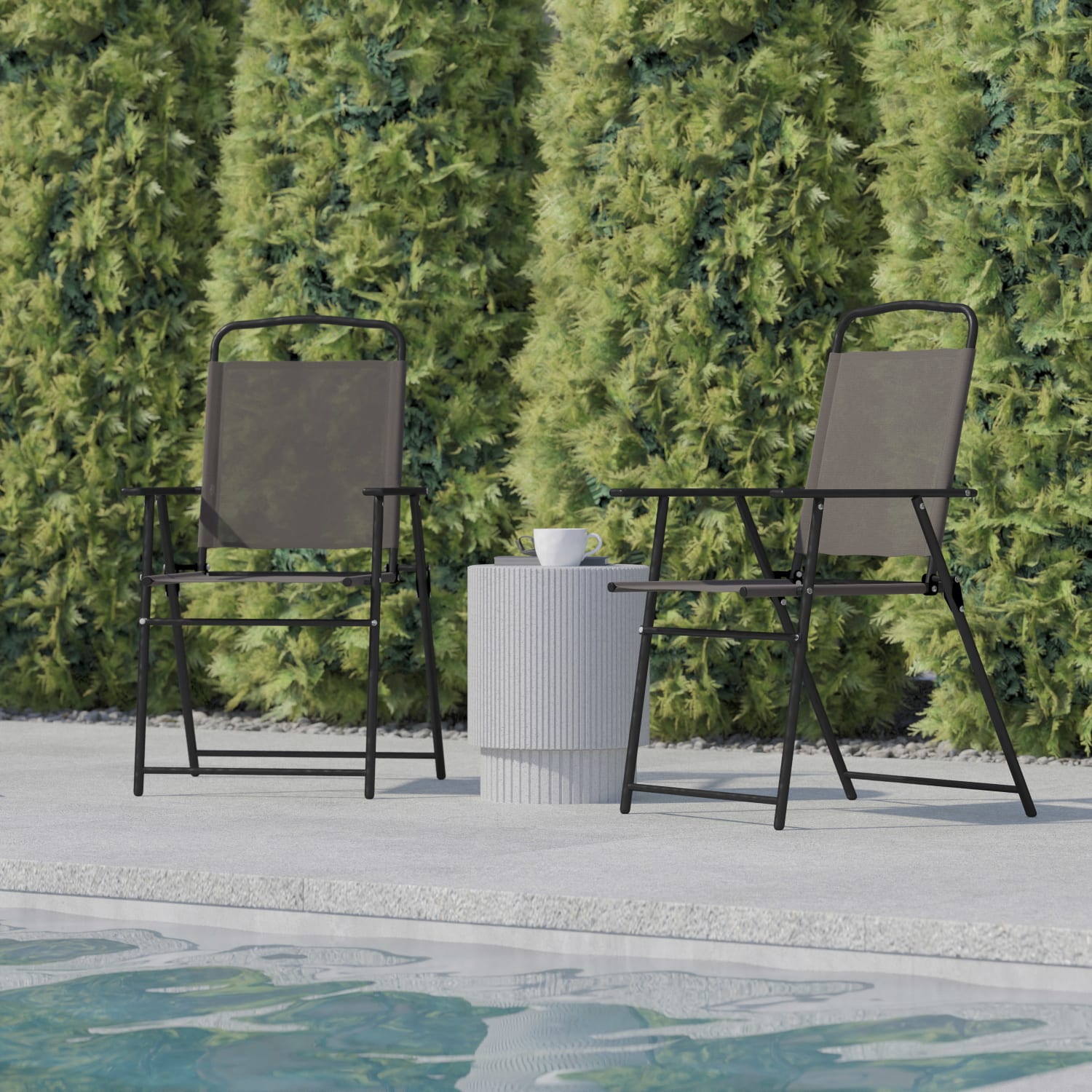 Flash Furniture Mystic Folding Outdoor Patio Sling Chairs with Armrests BrownBlack Set Of 2 Chairs PopularChairscom Flash Furniture Mystic Folding Outdoor Patio Sling Chairs with Armrests BrownBlack Set Of 2 Chairs PopularChairscom