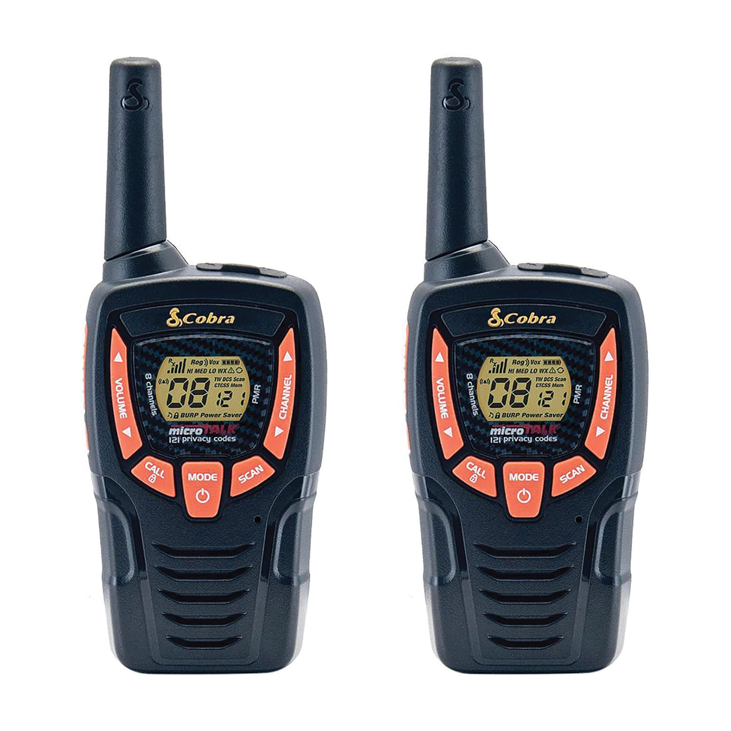 Cobra microTALK GMRS/FRS Walkie Talkies, Black, 2-Pack, CXT390
