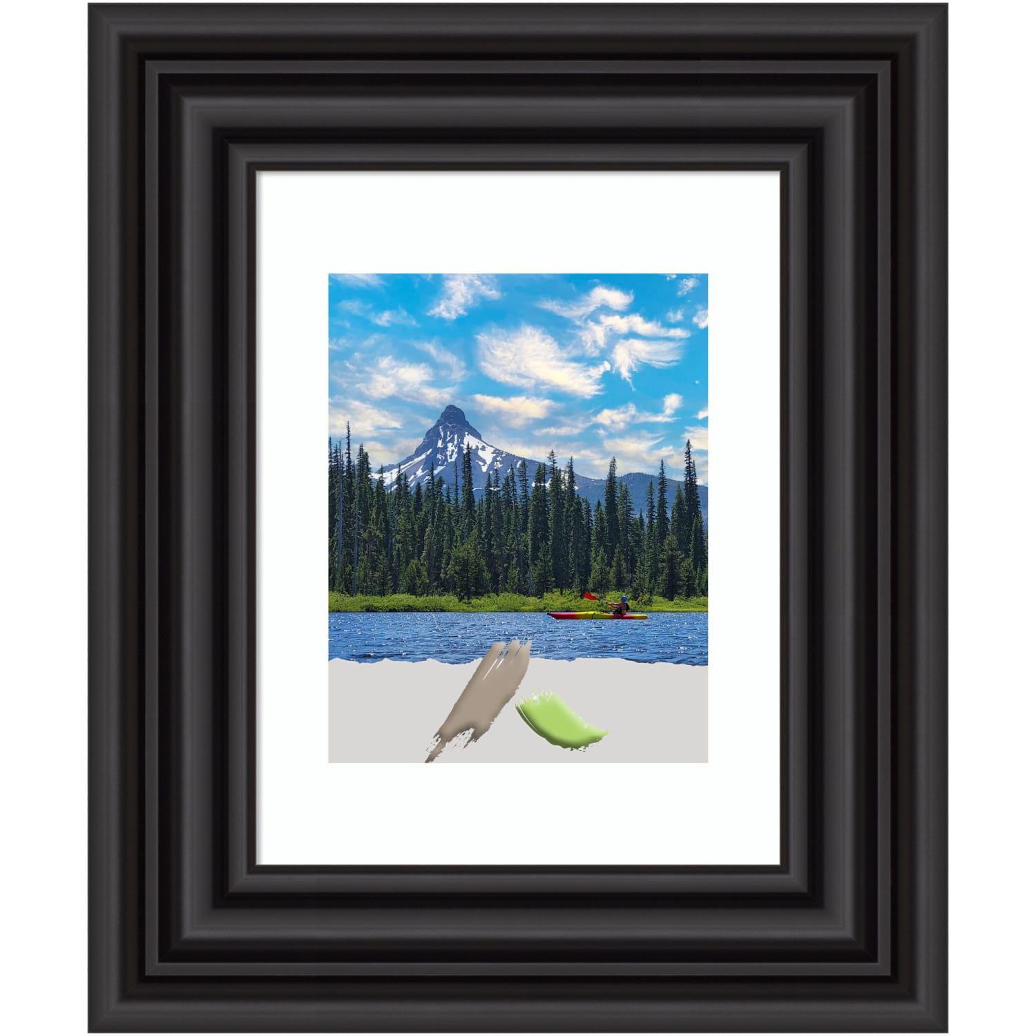 Amanti Art Colonial Picture Frame, 17in x 20in, Opening Size 11in x 14in (Matted To 8in x 10in), Black