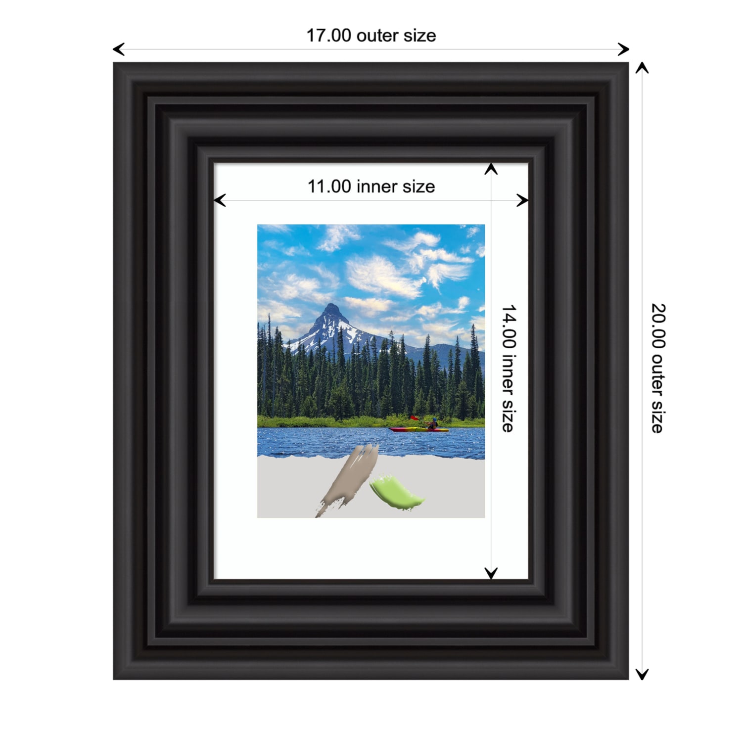 Amanti Art Colonial Picture Frame, 17in x 20in, Opening Size 11in x 14in (Matted To 8in x 10in), Black - Image 5