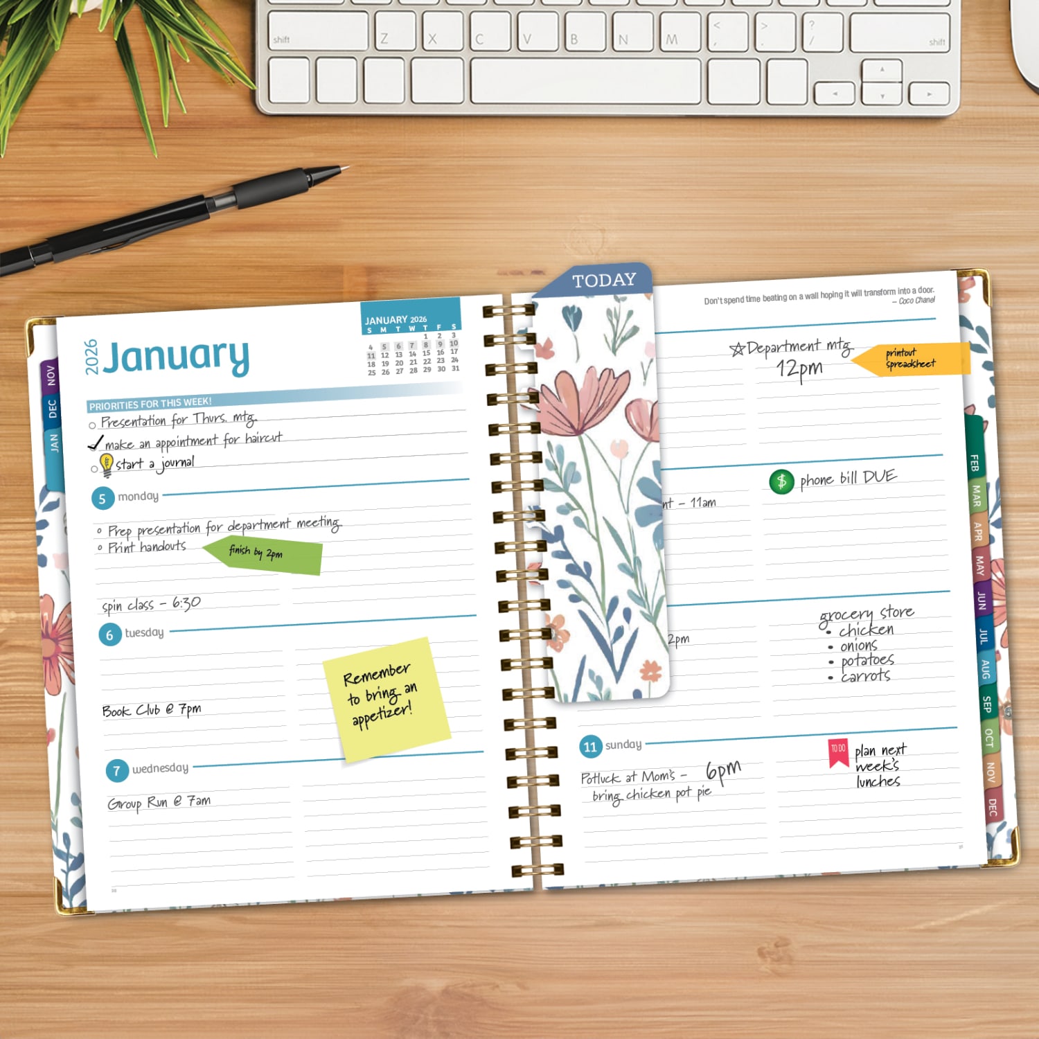 2026 Excello Brands Hardcover Fashion Daily/Weekly/Monthly Planner, 8.5in x 11in, Colorful Botanicals November 2025 - December 2026, (FSHN-CY26-8511-30) - Image 5