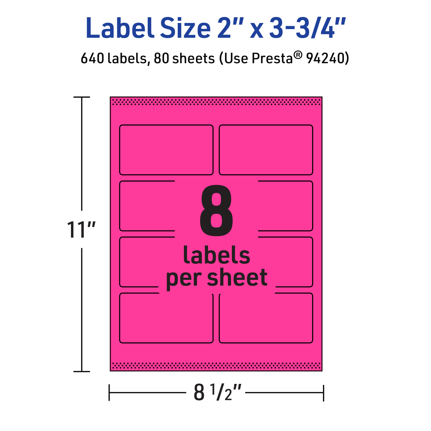 Avery Print-To-The-Edge Labels With Sure Feed Technology And Easy Peel, 94240-NMP80, Rectangle, 2in x 3-3/4in, Matte Neon Magenta, Pack of 640 - Image 6