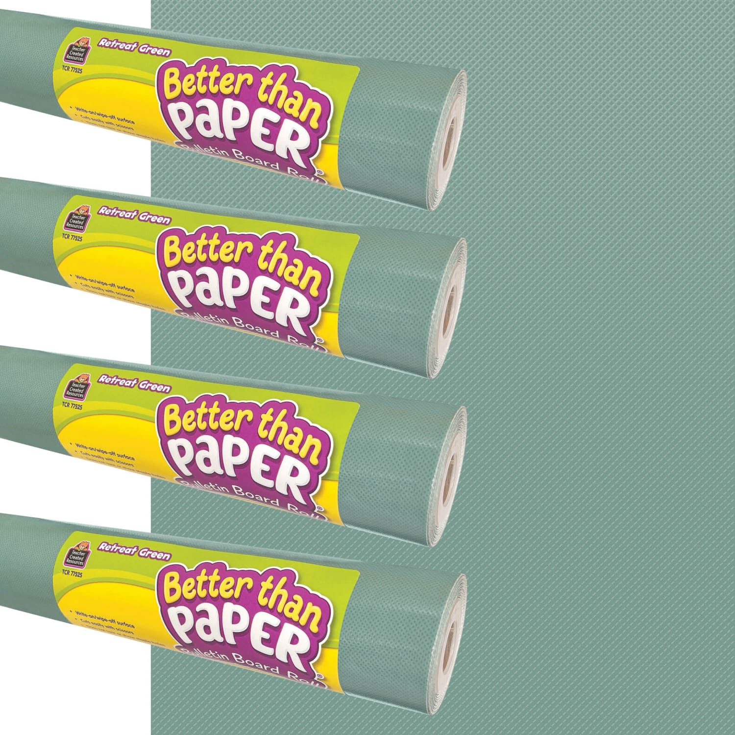 Teacher Created Resources Better Than Paper Bulletin Board Roll, 4ft x 12ft, Retreat Green, 4-Pack