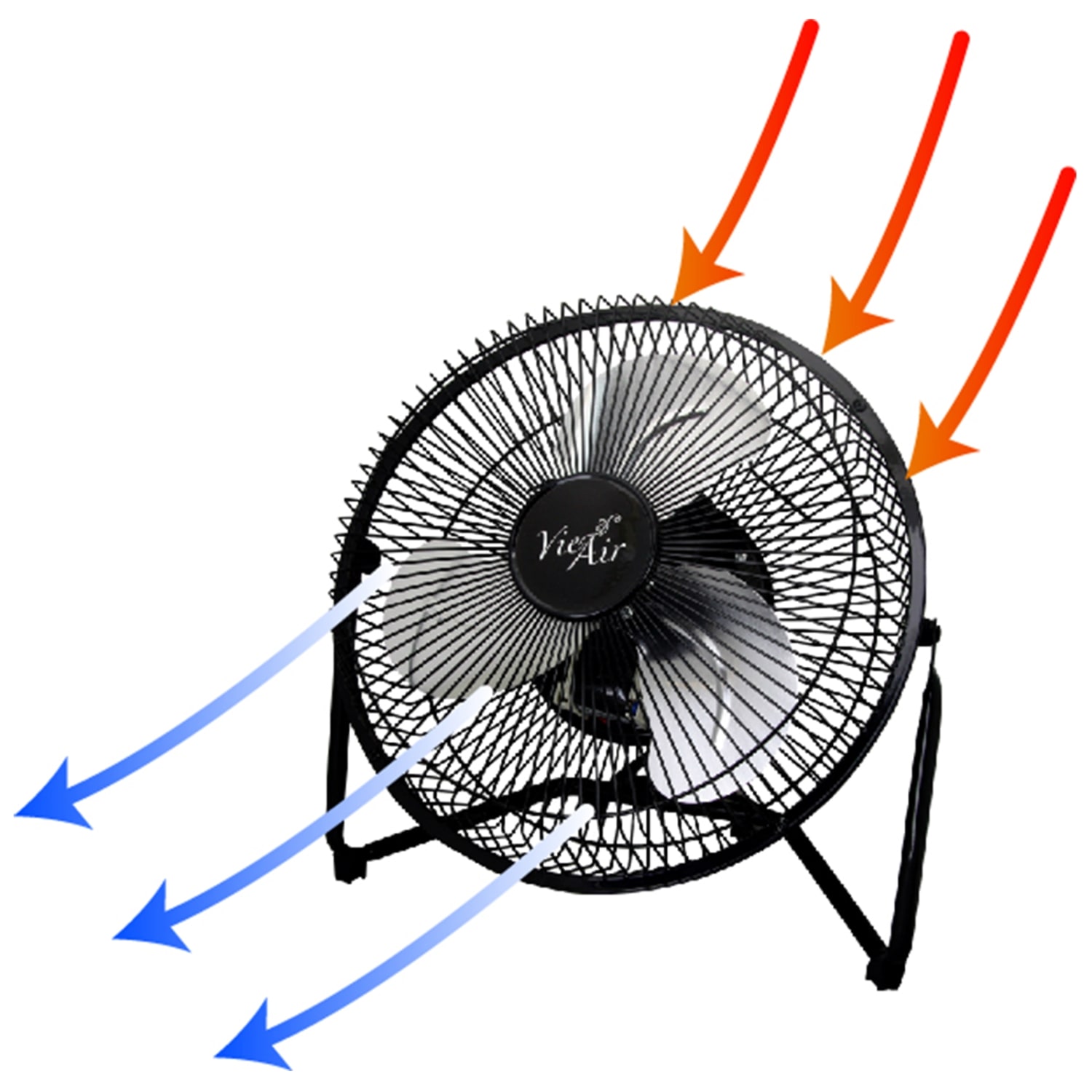 Vie Air 9in 3-Speed High-Velocity Floor Fan, 11-1/2in x 11-1/2in - Image 3