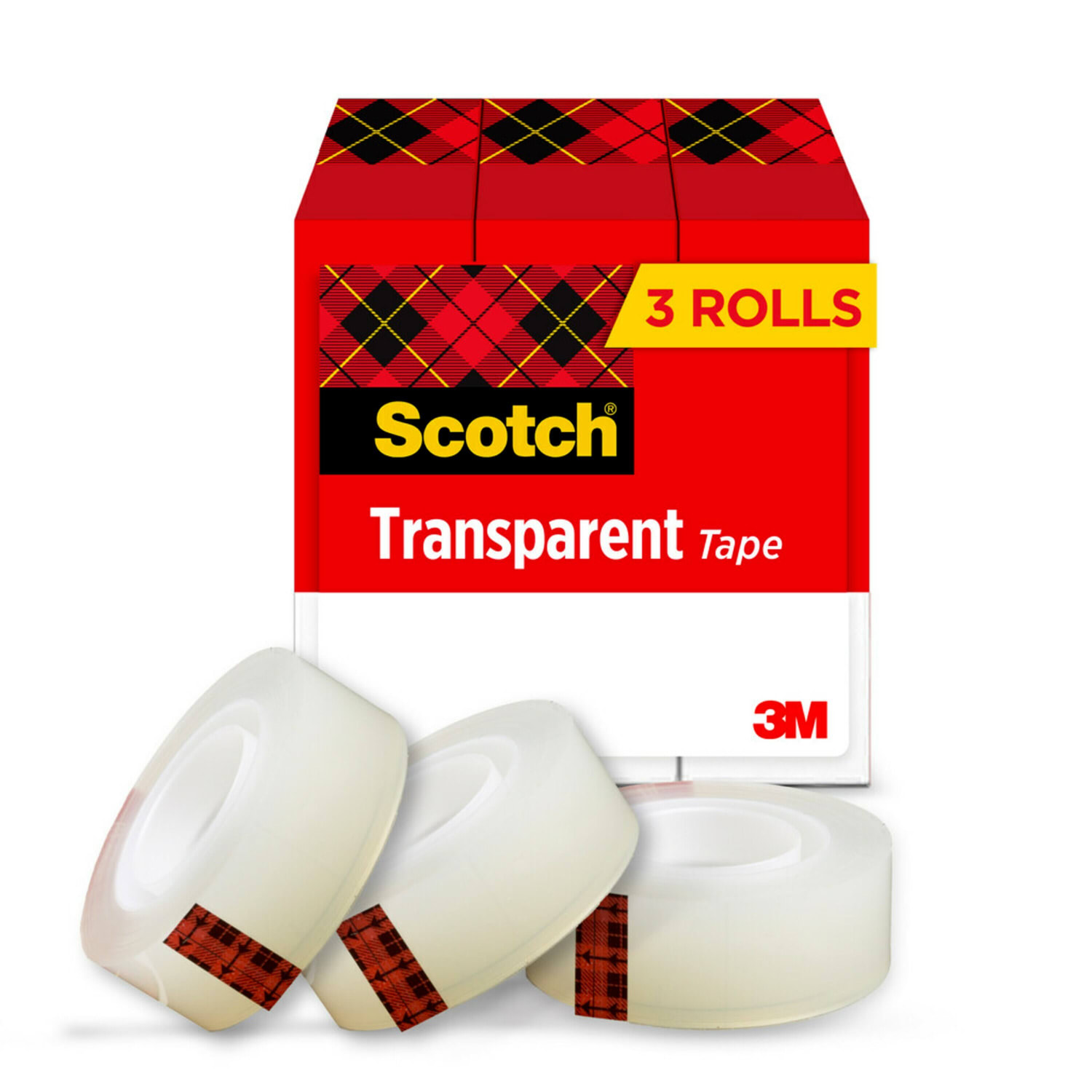 Scotch Transparent Tape, 3 Tape Rolls, 3/4 in x 1000 in, Home Office Supplies and School Supplies for College and Classrooms
