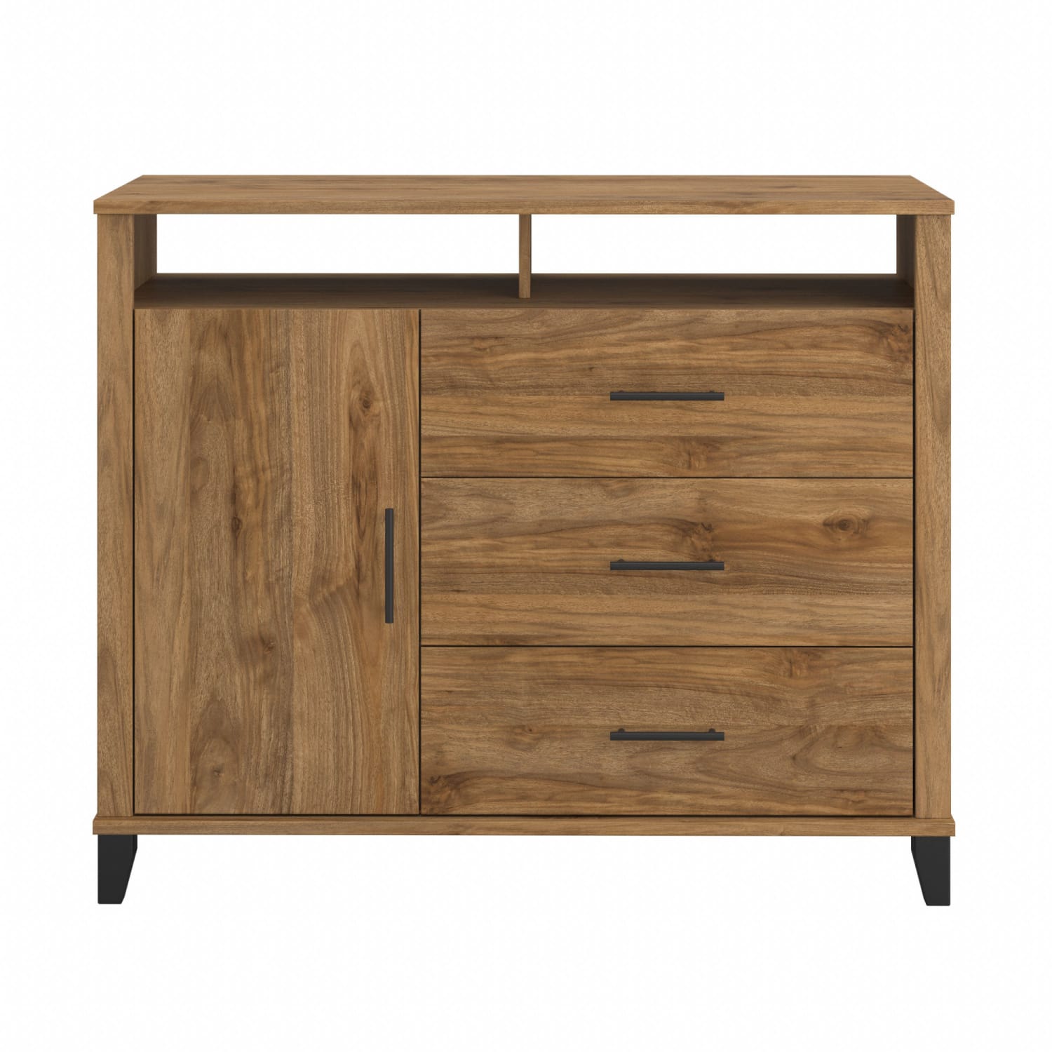 Bush Furniture Somerset Tall Sideboard Buffet Cabinet, Fresh Walnut, Standard Delivery - Image 3
