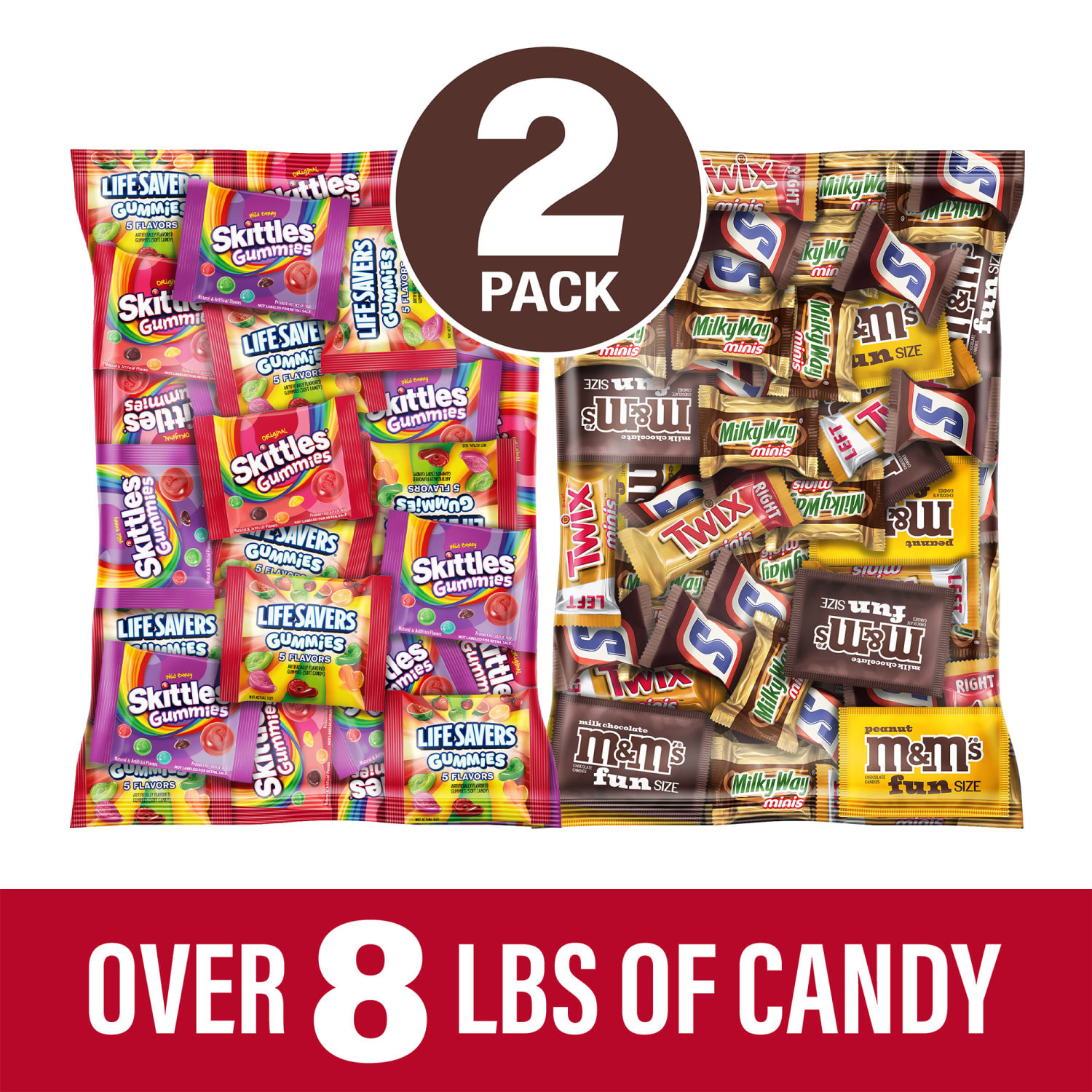 Twix, Milky Way, Snickers, M&Ms, Skittles And Lifesaver Gummies Candy Variety Mix, 100 Oz, Total Qty 2 - Image 3