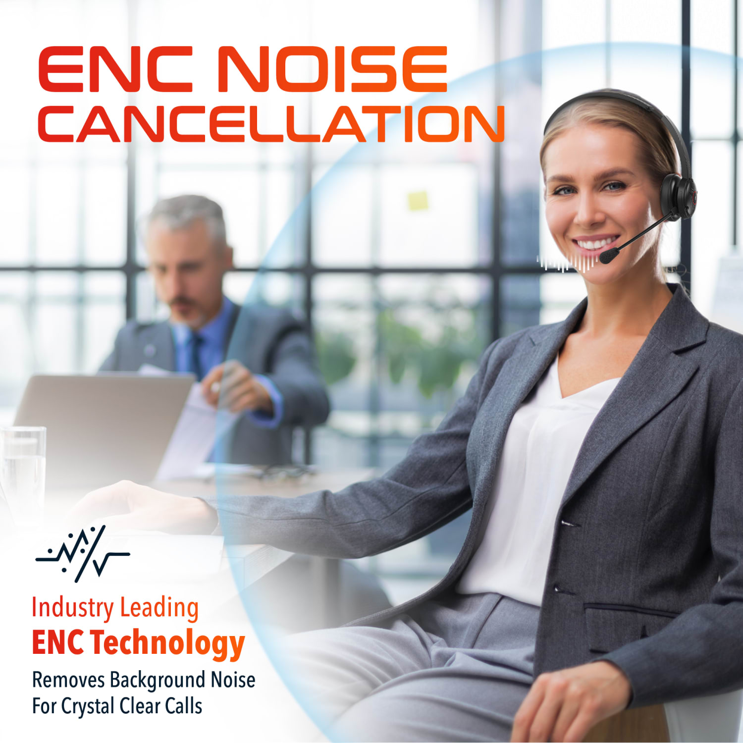 Delton 50X Wireless Noise Canceling Computer Headset, Black, Total Qty 1 - Image 3