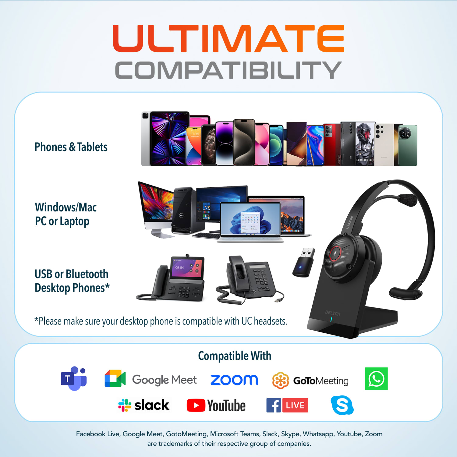 Delton 50X Wireless Noise Canceling Computer Headset, Black, Total Qty 1 - Image 5