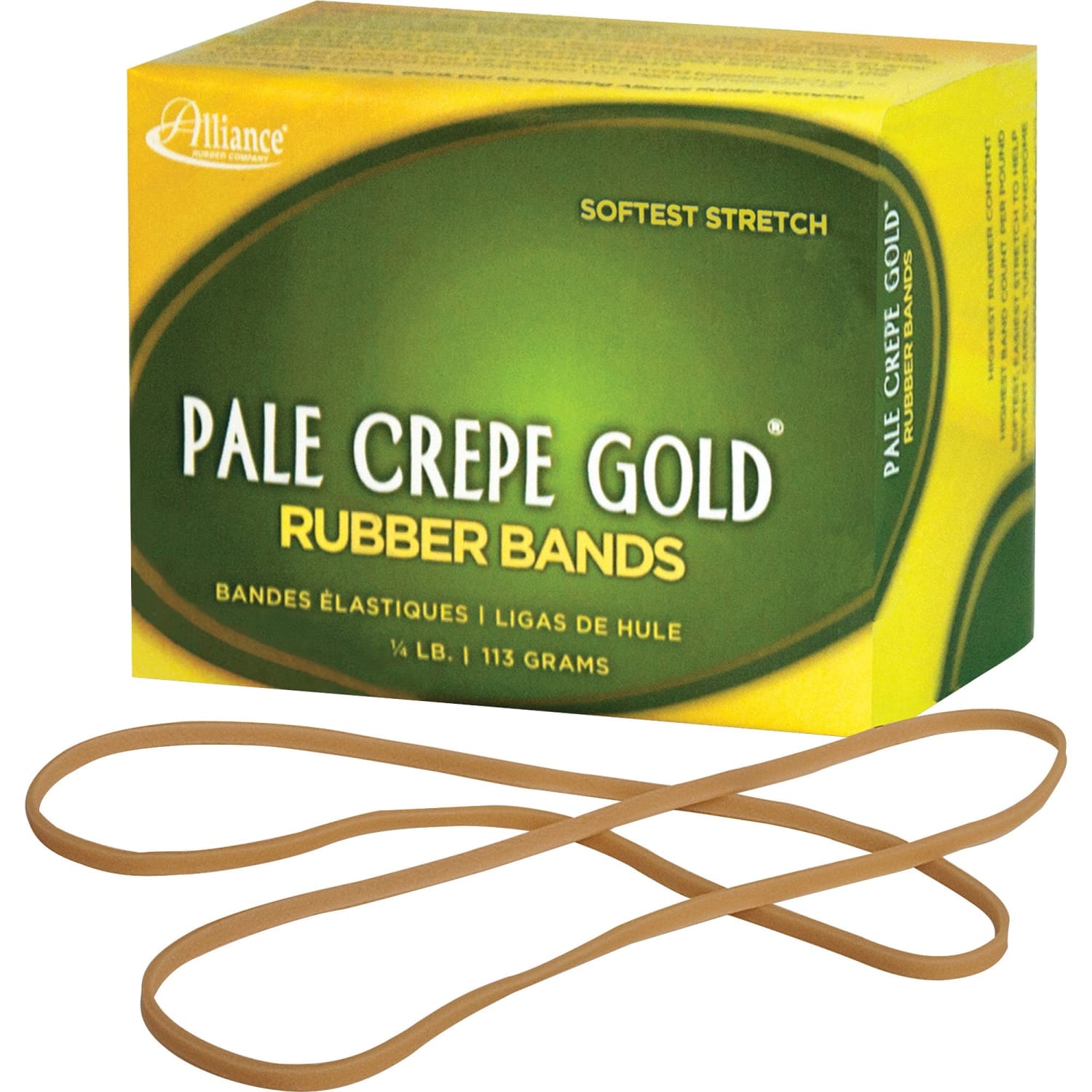 Alliance Rubber Pale Crepe Gold Rubber Bands In 1/4-Lb Box, #117B, 7in x 1/8in, Box Of 75 - Image 5