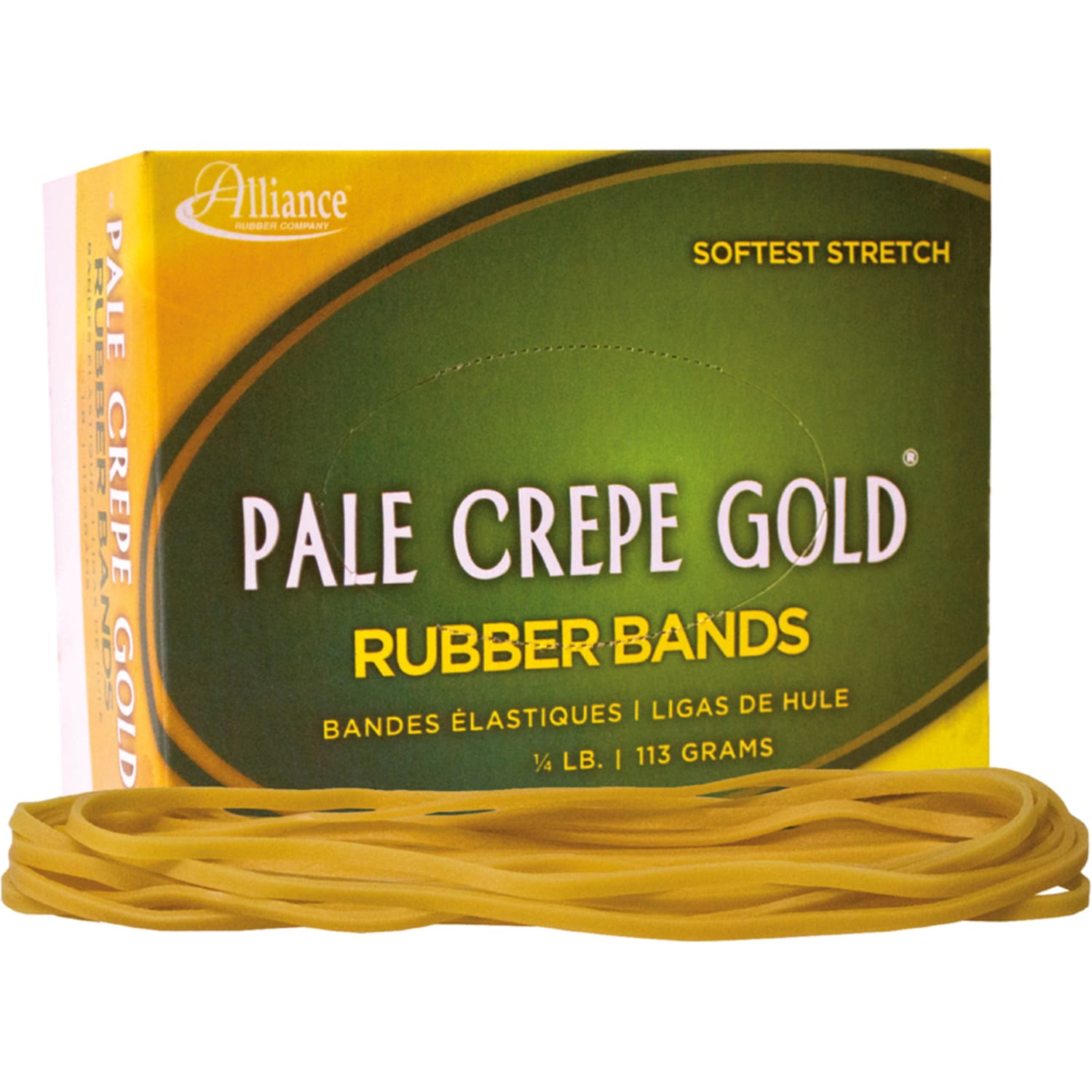 Alliance Rubber Pale Crepe Gold Rubber Bands In 1/4-Lb Box, #117B, 7in x 1/8in, Box Of 75 - Image 6