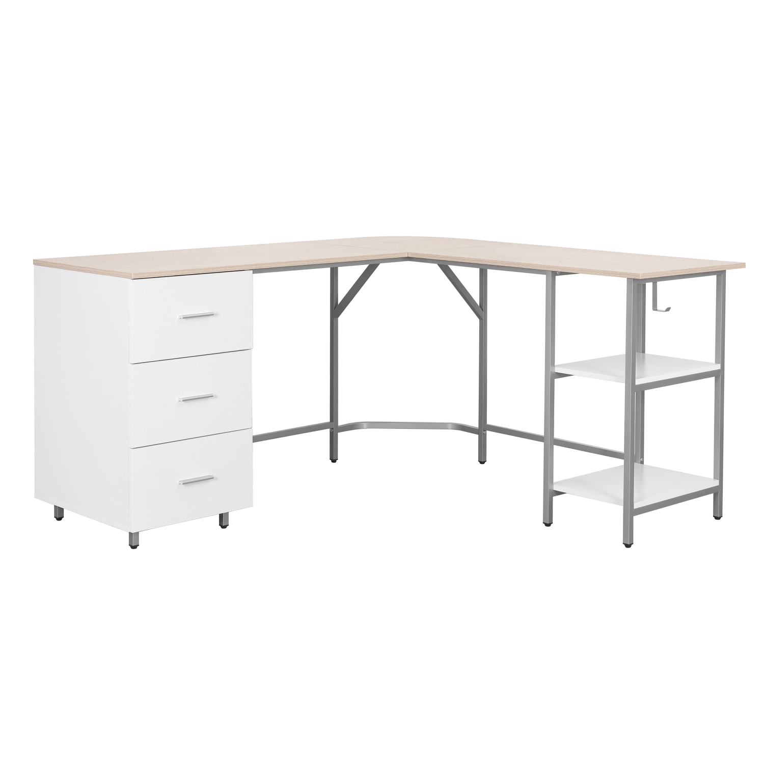 Techni Mobili 59inW L-Shaped 2-Tone Home Office Computer Desk With Storage, Sand
