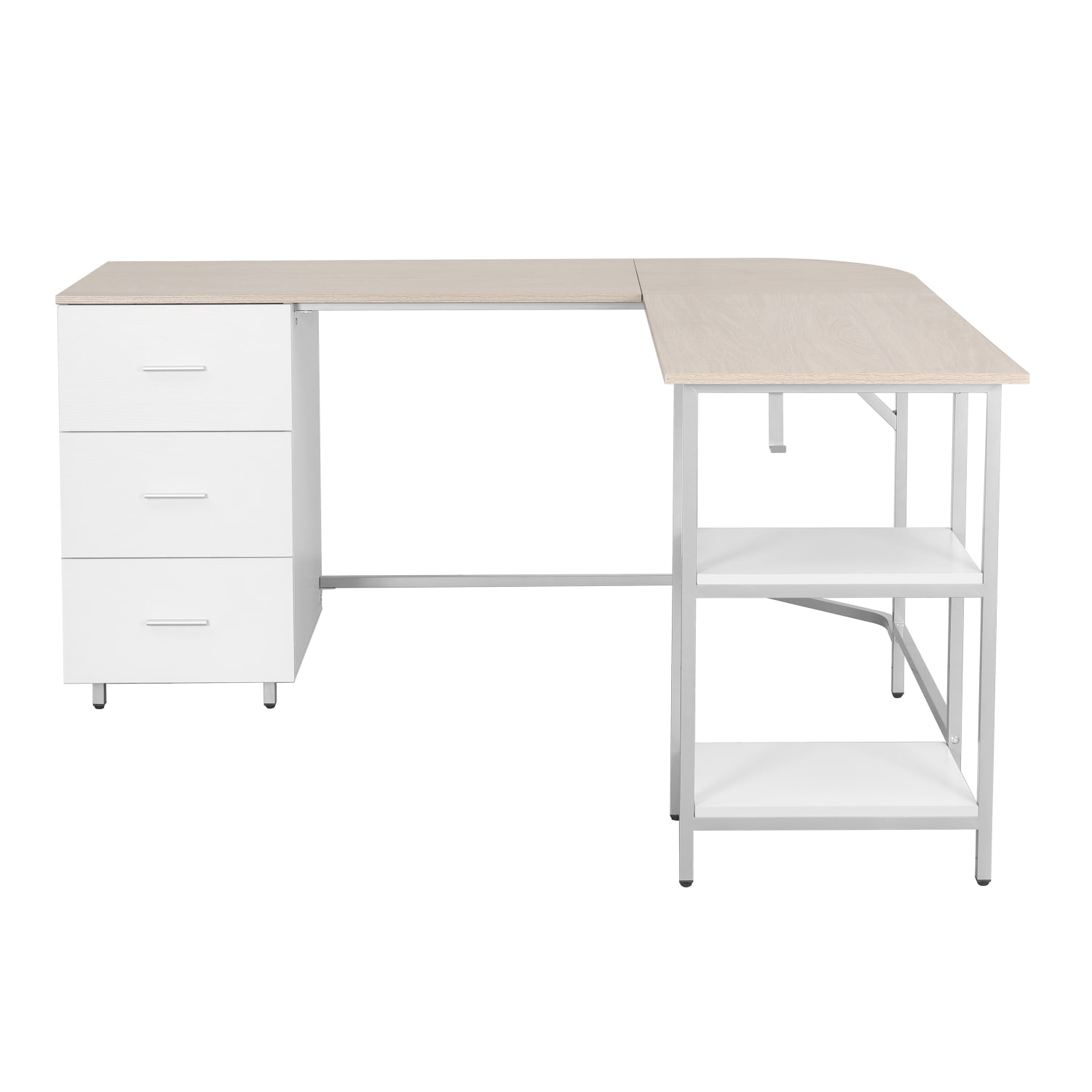 Techni Mobili 59inW L-Shaped 2-Tone Home Office Computer Desk With Storage, Sand - Image 6