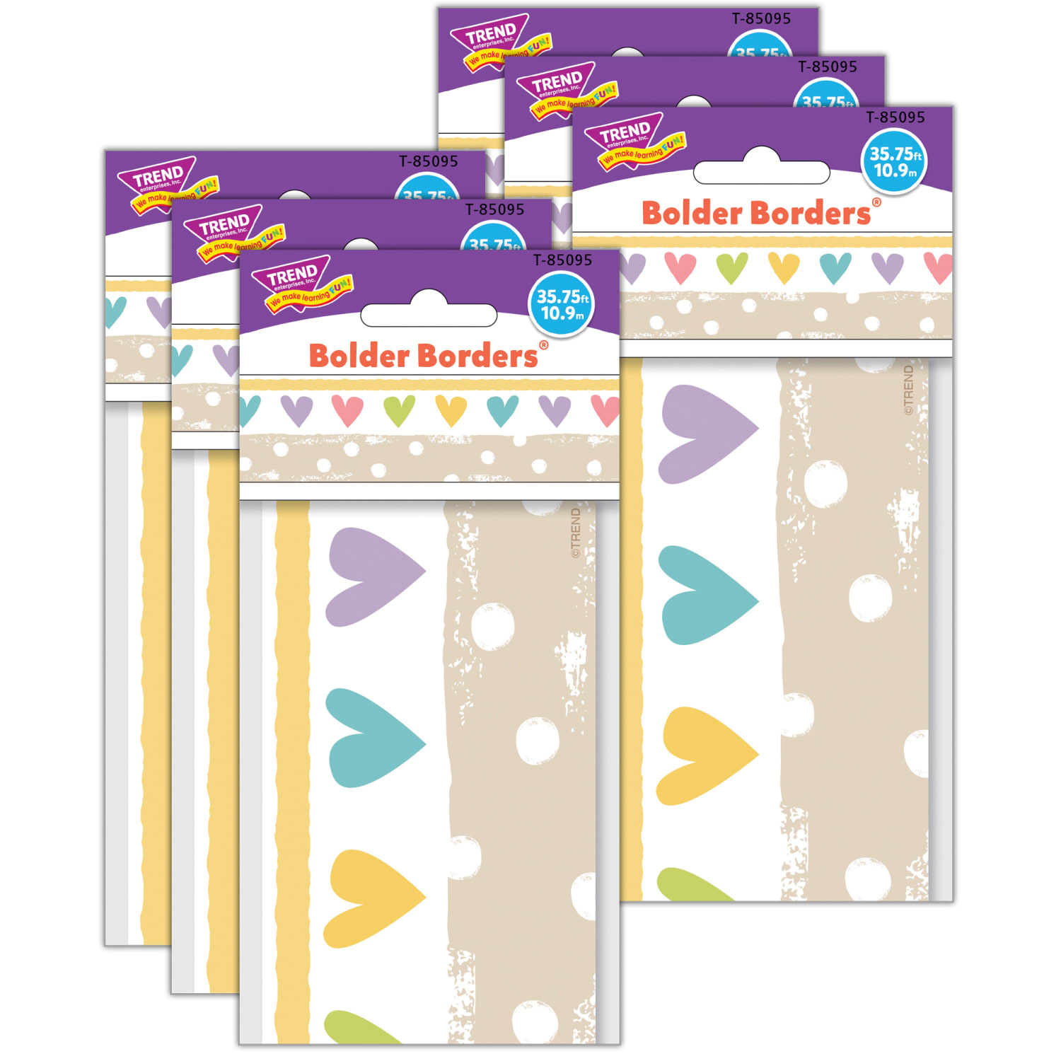 Trend Bolder Border Packs, 35-3/4in x 2-3/4in, Take Heart, Set Of 6 Packs