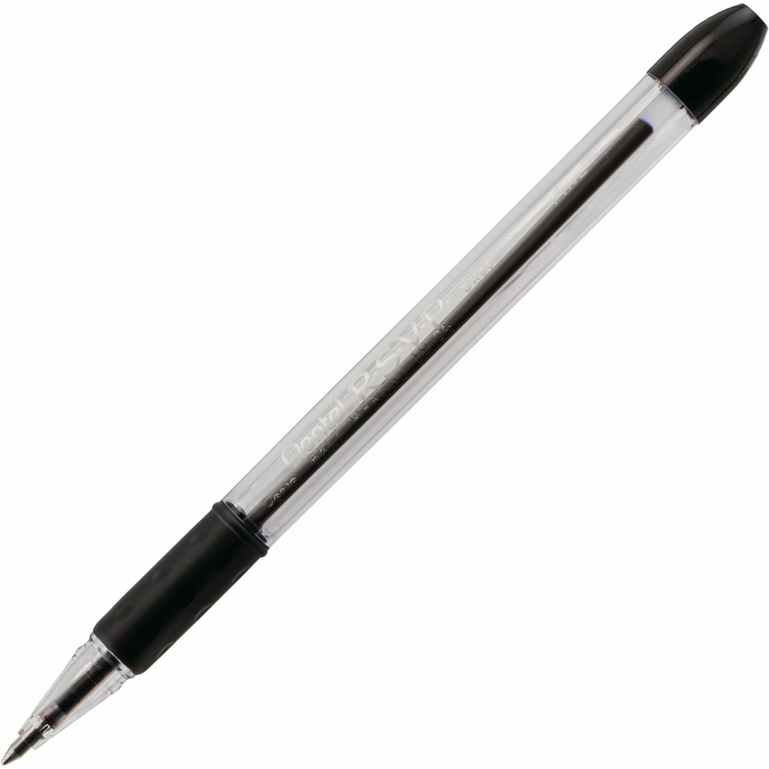 Pentel R.S.V.P. Ballpoint Pens, Fine Point, 0.7 mm, Clear Barrel, Black Ink, Pack Of 12 - Image 4