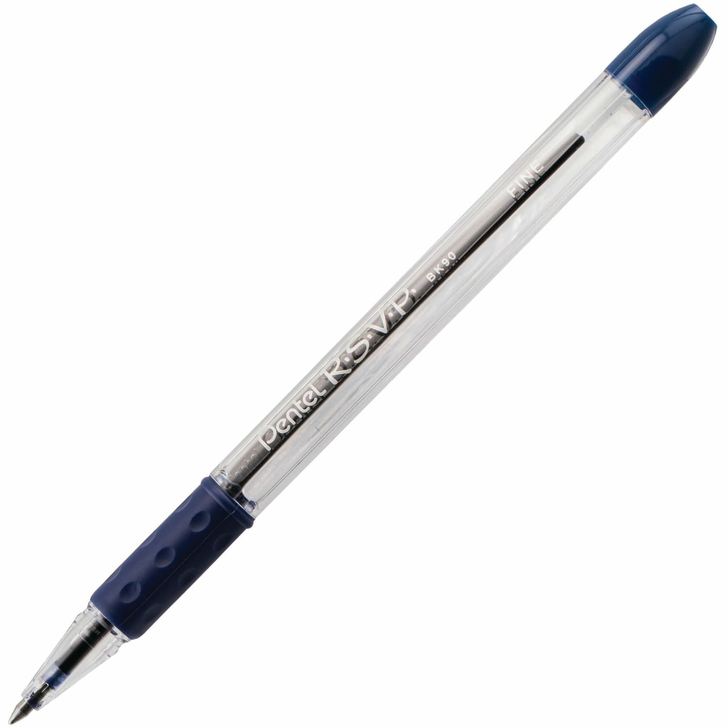 Pentel R.S.V.P. Ballpoint Pens, Fine Point, 0.7 mm, Clear Barrel, Blue Ink, Pack of12 - Image 4