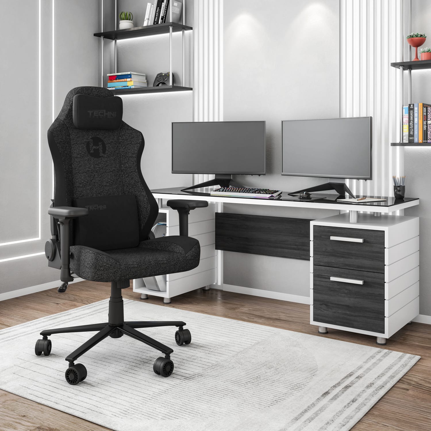 Techni Sport Orion Series Ergonomic Fabric Computer Gaming Chair, Black - Image 3