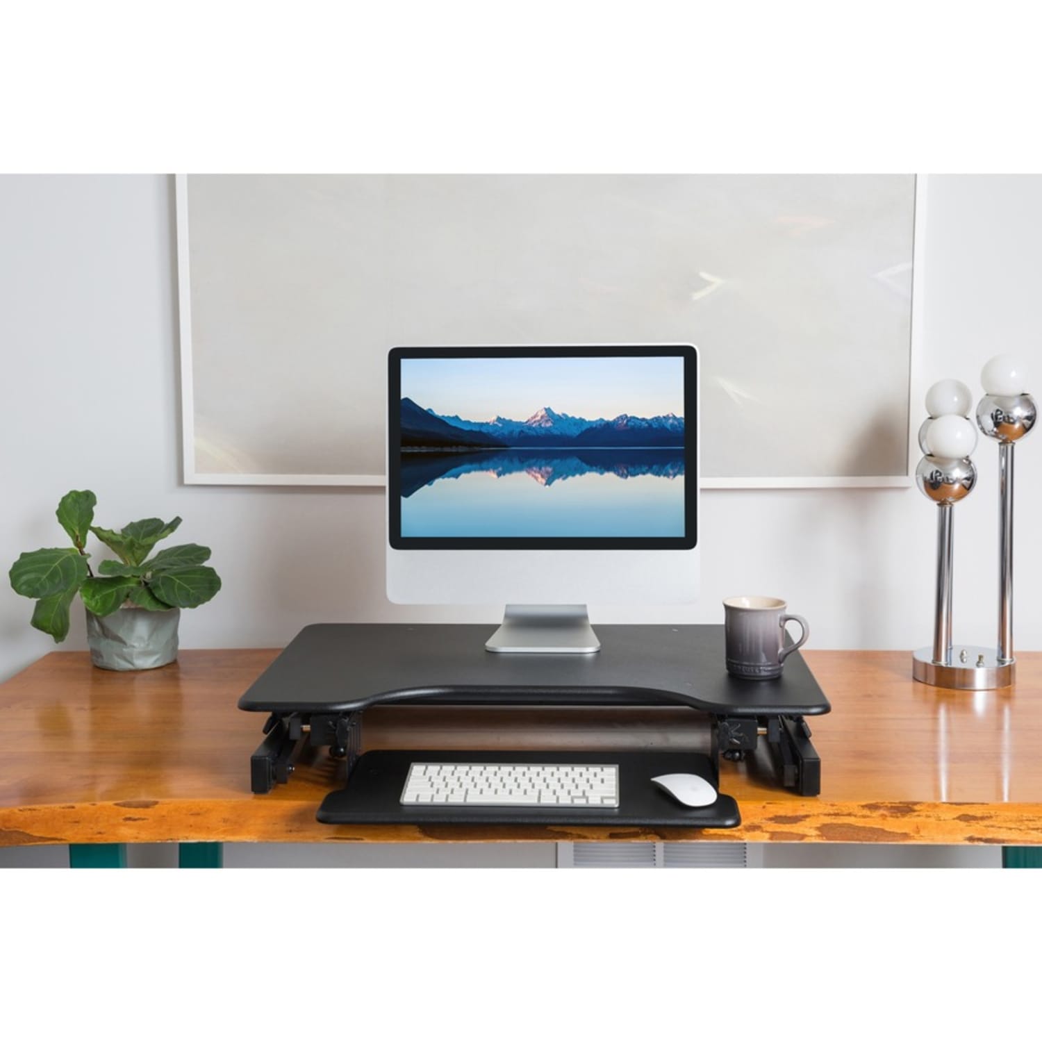 Lorell Adjustable Desk Riser Plus, 34-1/2 "W x 27inD, Black