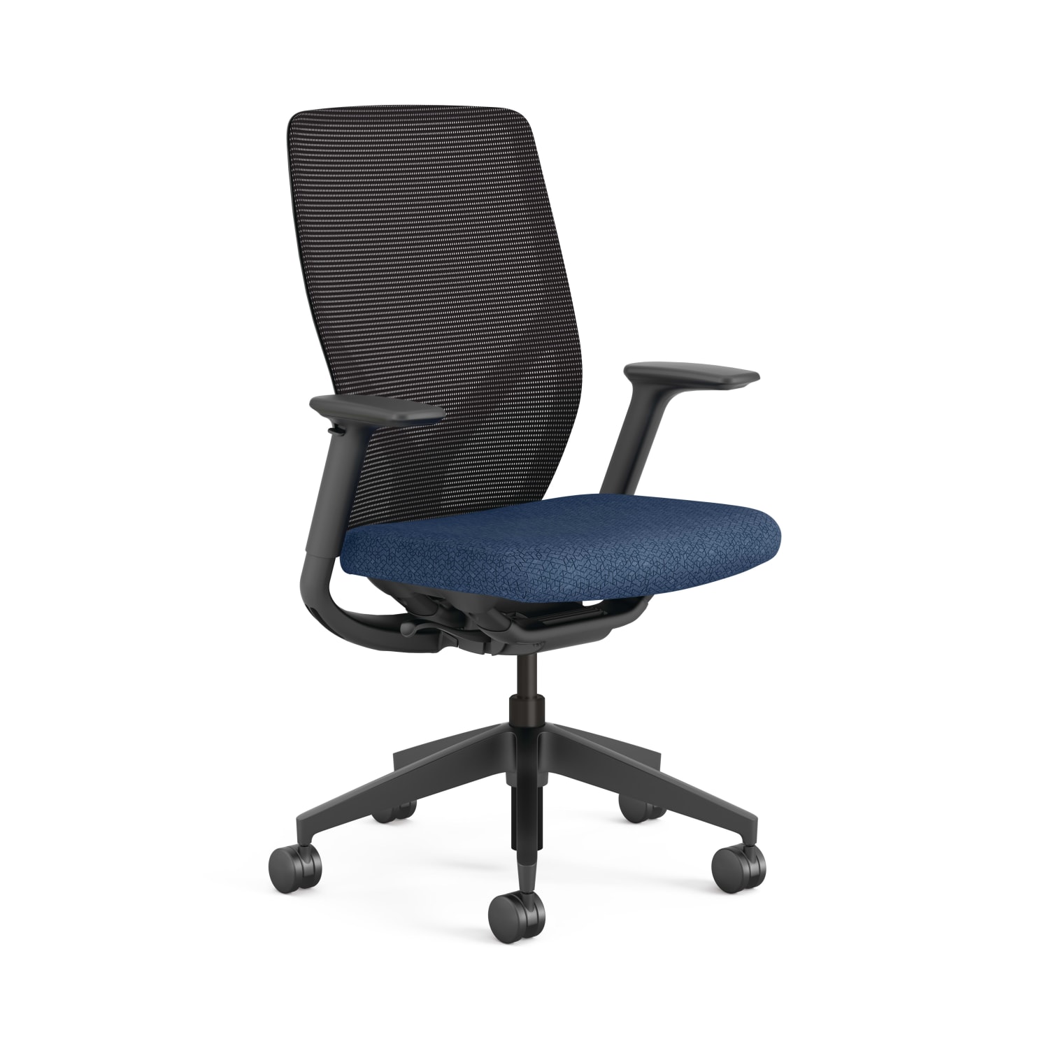 HON Flexion Ergonomic FabricMesh Mid Back Task Chair NavyBlack PopularChairscom